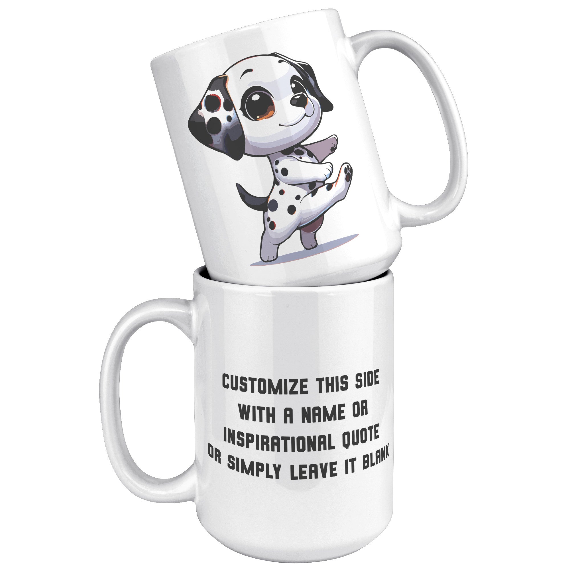15oz Dalmatian Cartoon Coffee Mug - Spotted Dog Lover Coffee Mug - Perfect Gift for Dalmatian Owners - Fun Firehouse Dog Coffee Mug" - G1