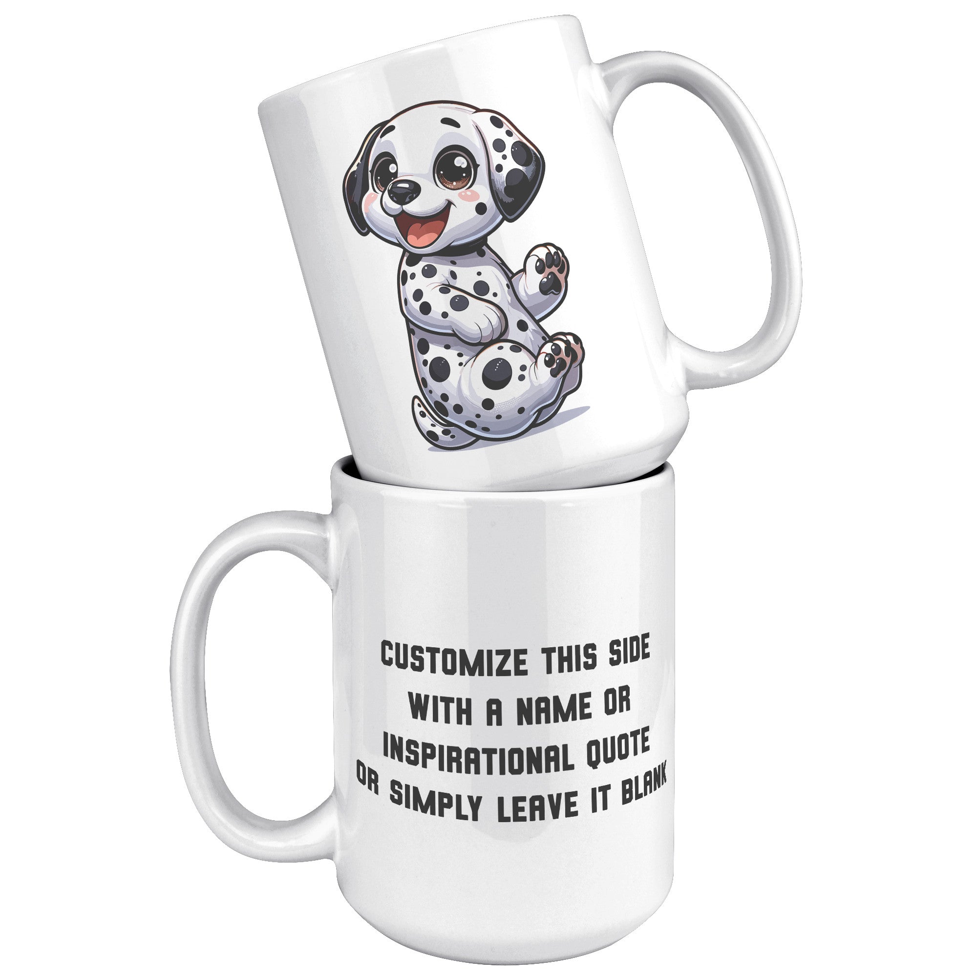 15oz Dalmatian Cartoon Coffee Mug - Spotted Dog Lover Coffee Mug - Perfect Gift for Dalmatian Owners - Fun Firehouse Dog Coffee Mug" - D1