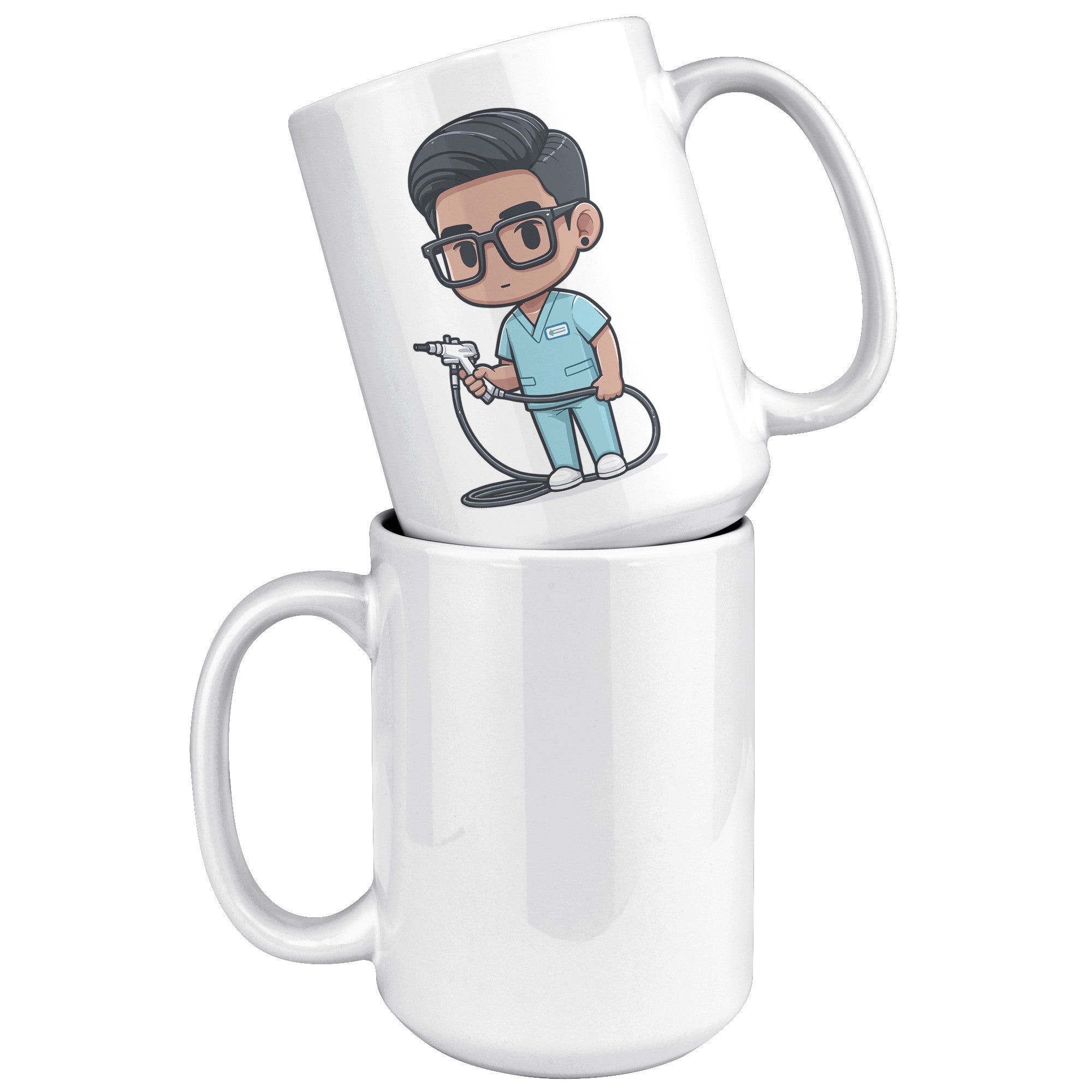 15 oz Custom RN Nurse Gift Coffee Mug - Cute Cartoon Nurse Design - Perfect for Nurse's Day, Birthdays, Graduations - Durable & Fun Mug for Everyday Heroes