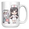 15 oz Custom RN Nurse Gift Coffee Mug - Cute Cartoon Nurse Design - Perfect for Nurse's Day, Birthdays, Graduations - Durable & Fun Mug for Everyday Heroes