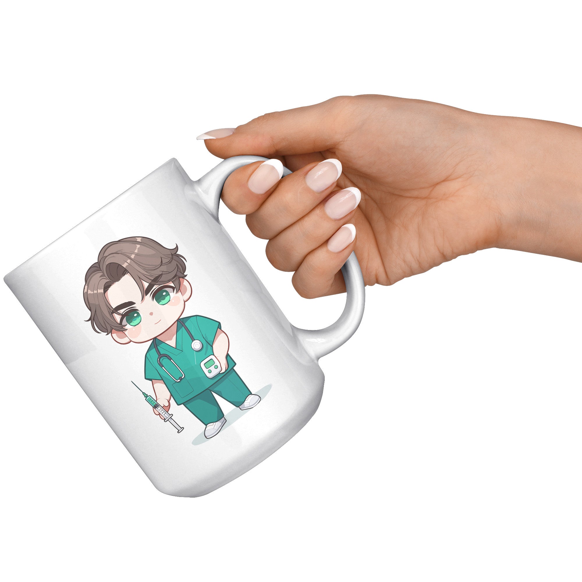15 oz Custom RN Nurse Gift Coffee Mug - Cute Cartoon Nurse Design - Perfect for Nurse's Day, Birthdays, Graduations - Durable & Fun Mug for Everyday Heroes