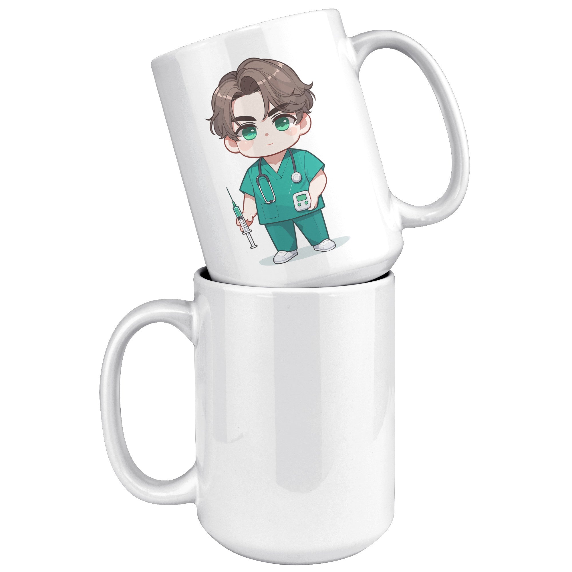 15 oz Custom RN Nurse Gift Coffee Mug - Cute Cartoon Nurse Design - Perfect for Nurse's Day, Birthdays, Graduations - Durable & Fun Mug for Everyday Heroes