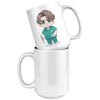 15 oz Custom RN Nurse Gift Coffee Mug - Cute Cartoon Nurse Design - Perfect for Nurse's Day, Birthdays, Graduations - Durable & Fun Mug for Everyday Heroes