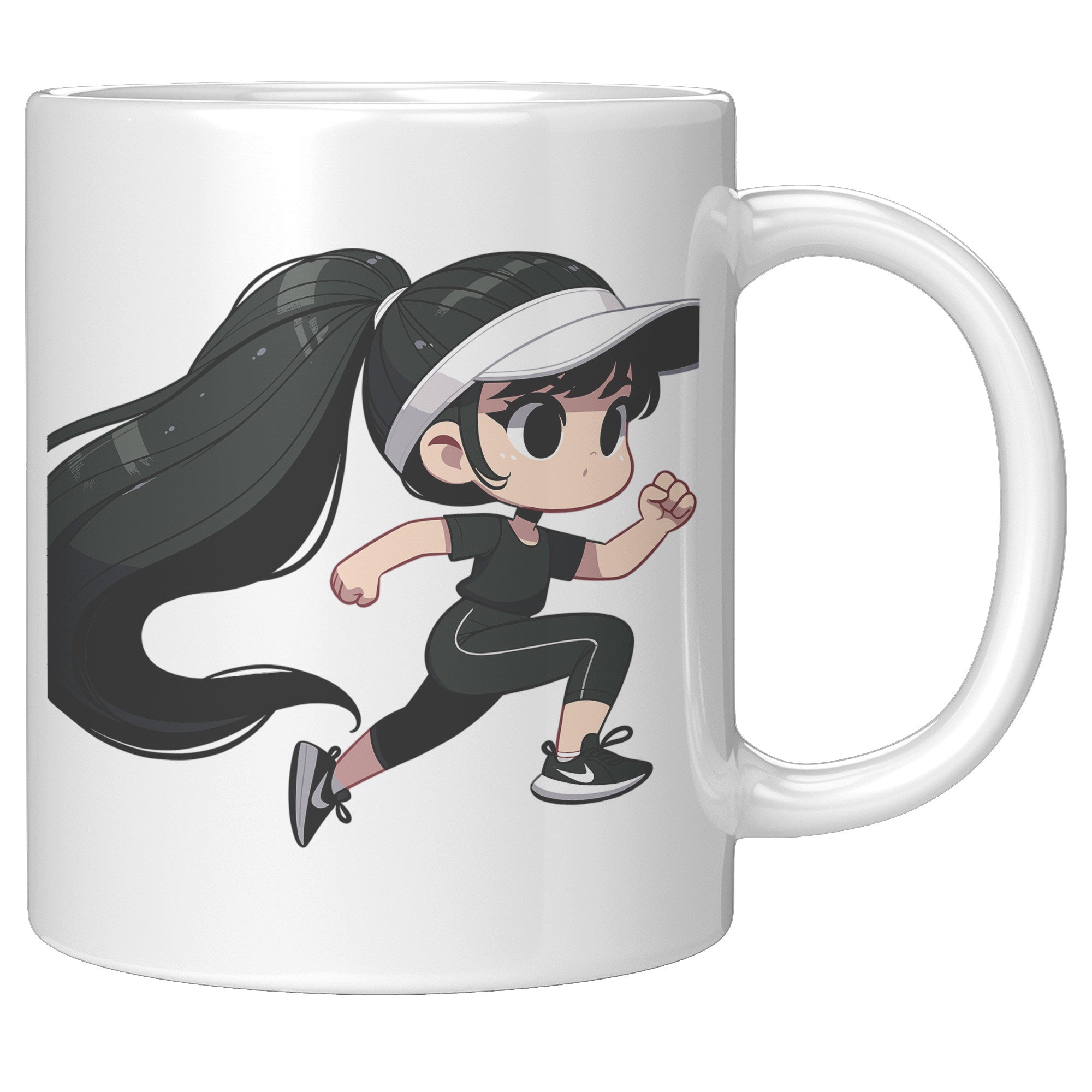 "Female Runner Coffee Mug - Inspirational Running Quotes Cup - Perfect Gift for Women Runners - Motivational Marathoner's Morning Brew" - E