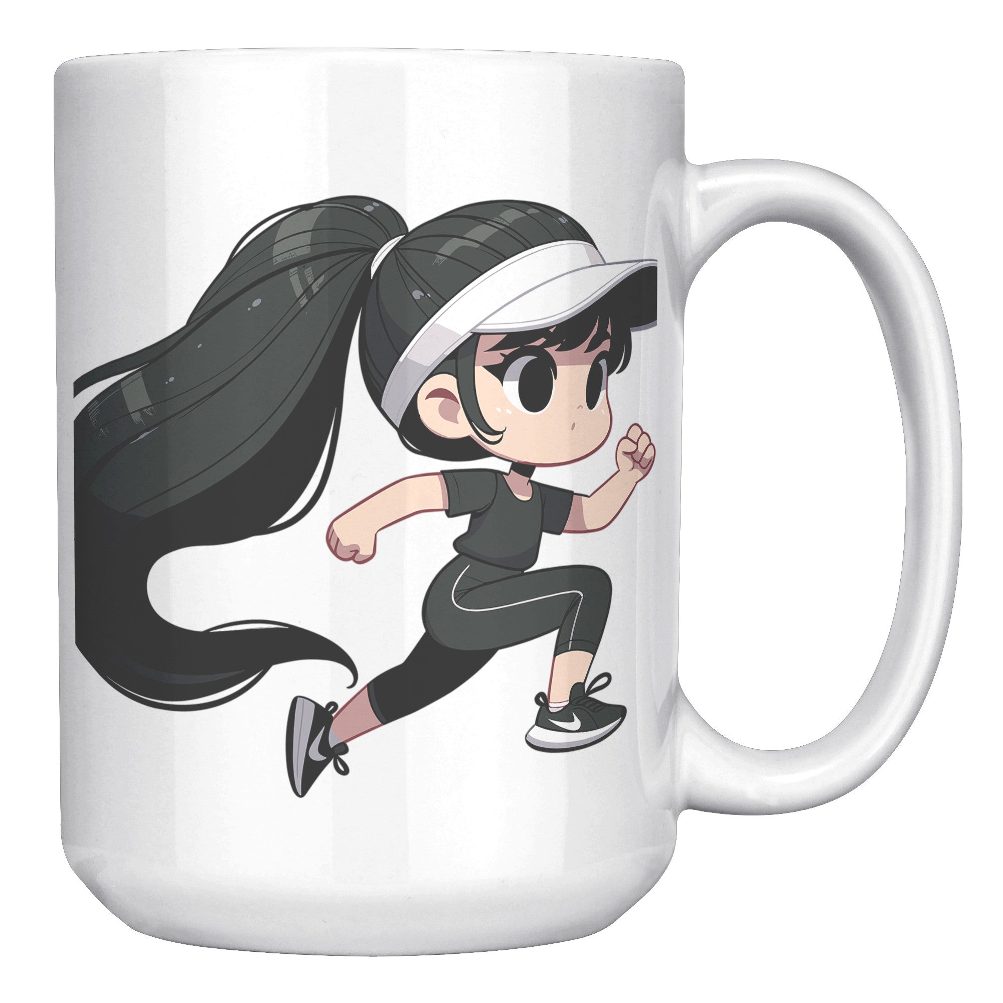 "Female Runner Coffee Mug - Inspirational Running Quotes Cup - Perfect Gift for Women Runners - Motivational Marathoner's Morning Brew" - E1