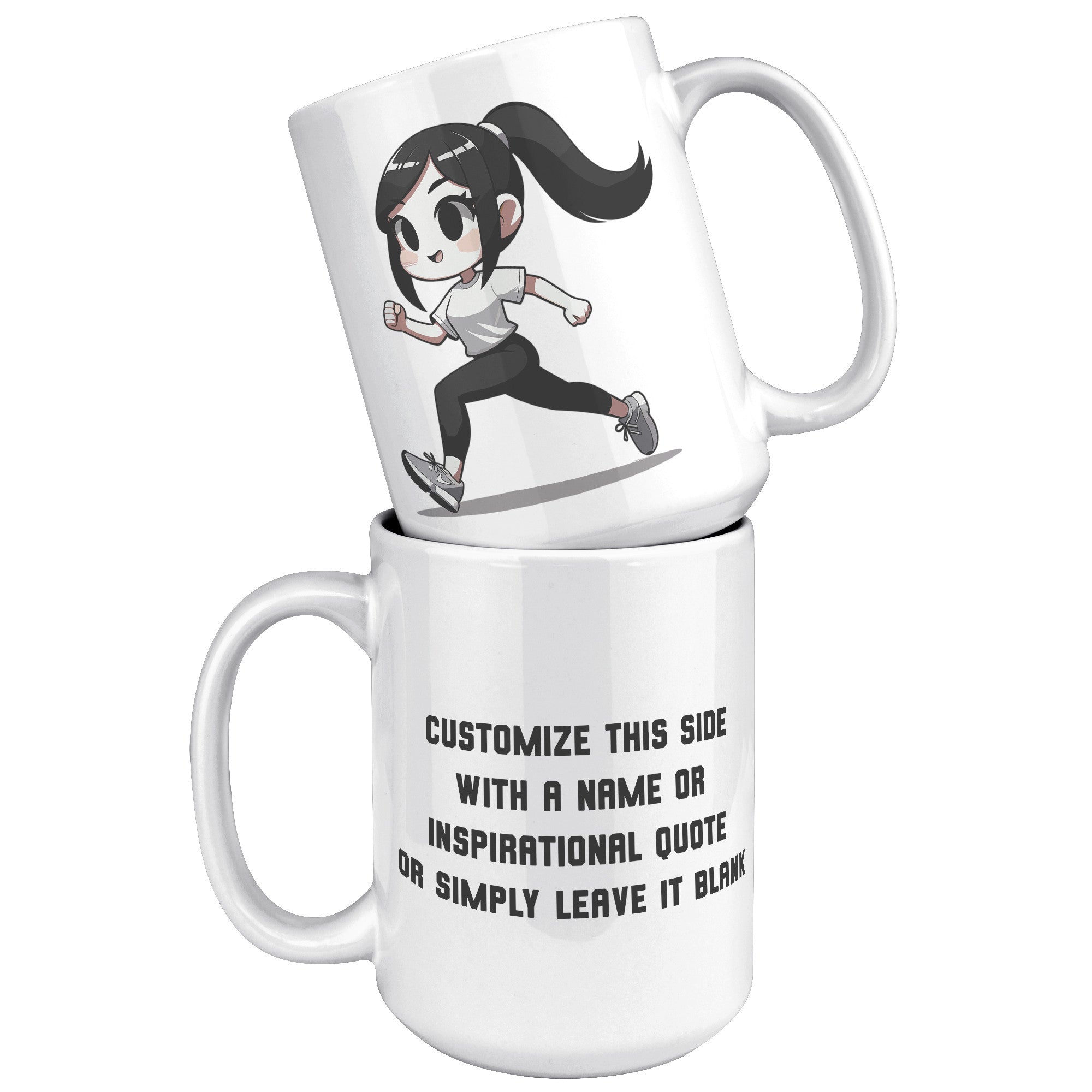 "Female Runner Coffee Mug - Inspirational Running Quotes Cup - Perfect Gift for Women Runners - Motivational Marathoner's Morning Brew" - F1