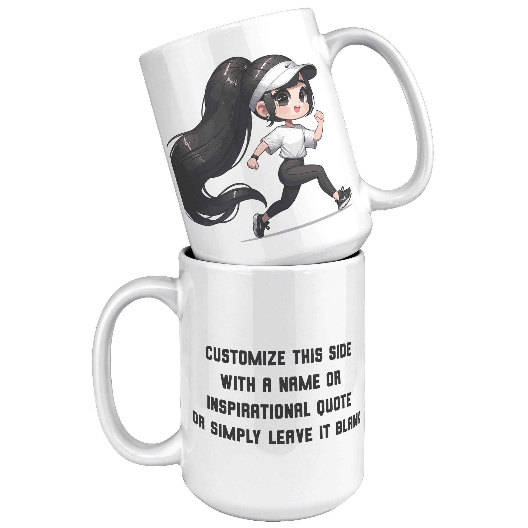 "Female Runner Coffee Mug - Inspirational Running Quotes Cup - Perfect Gift for Women Runners - Motivational Marathoner's Morning Brew" - H1