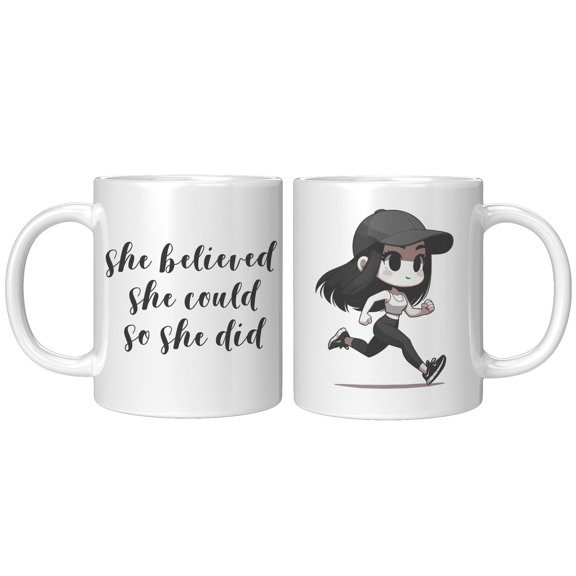 Female Runner Coffee Mug - Inspirational Running Quotes Cup - Perfect Gift for Women Runners - Motivational Marathoner's Morning Brew" - C