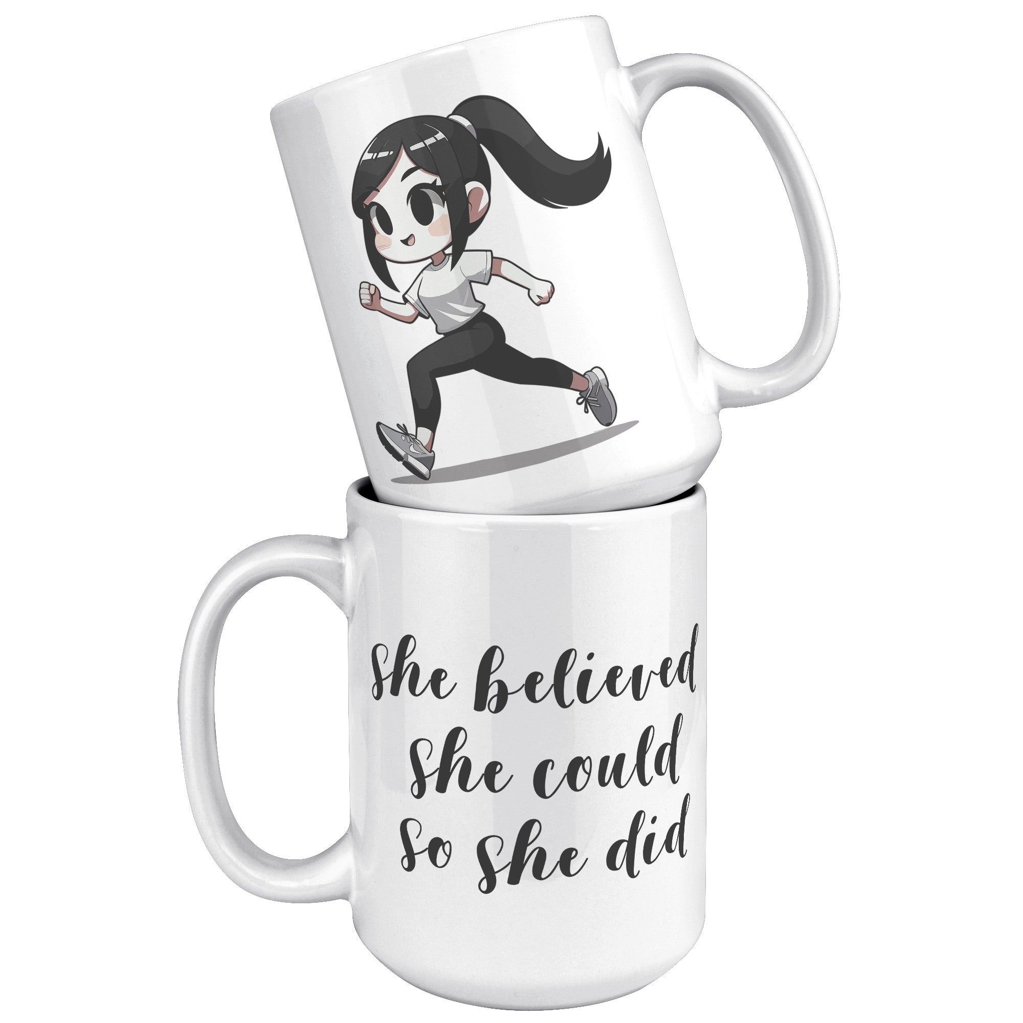 Female Runner Coffee Mug - Inspirational Running Quotes Cup - Perfect Gift for Women Runners - Motivational Marathoner's Morning Brew" - F1