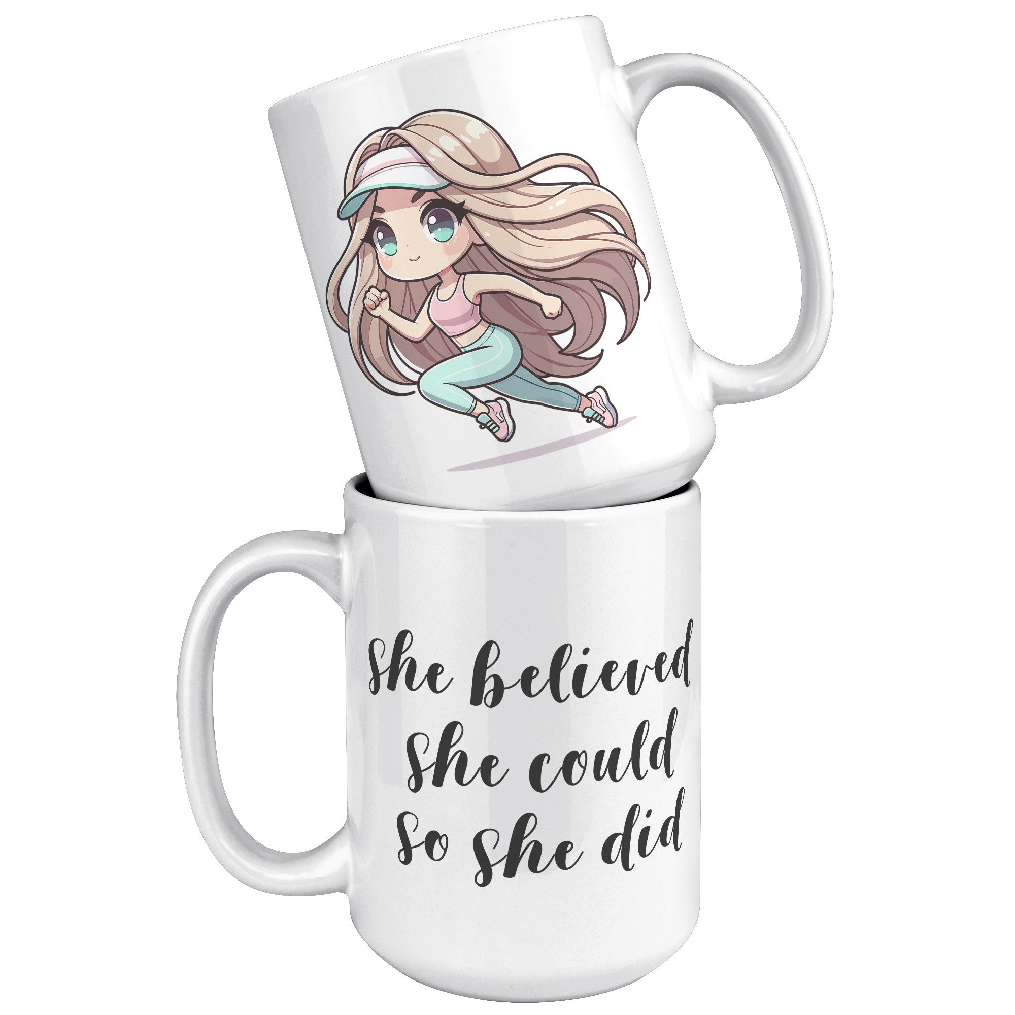Female Runner Coffee Mug - Inspirational Running Quotes Cup - Perfect Gift for Women Runners - Motivational Marathoner's Morning Brew" - K1