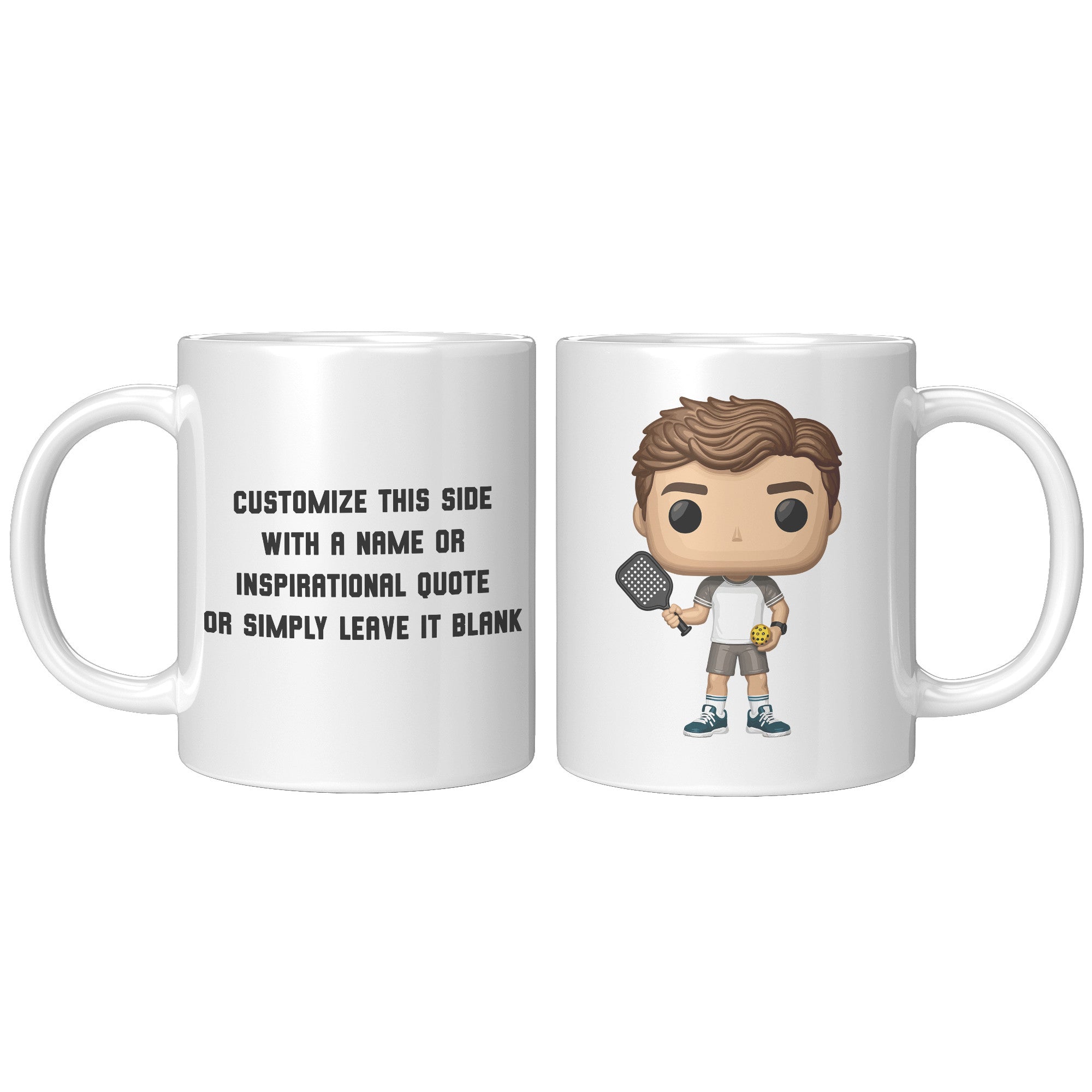 "Funko Pop Style Pickle Ball Player Boy Coffee Mug - Cute Athletic Cup - Perfect Gift for Pickle Ball Enthusiasts - Sporty Boy Apparel" - D