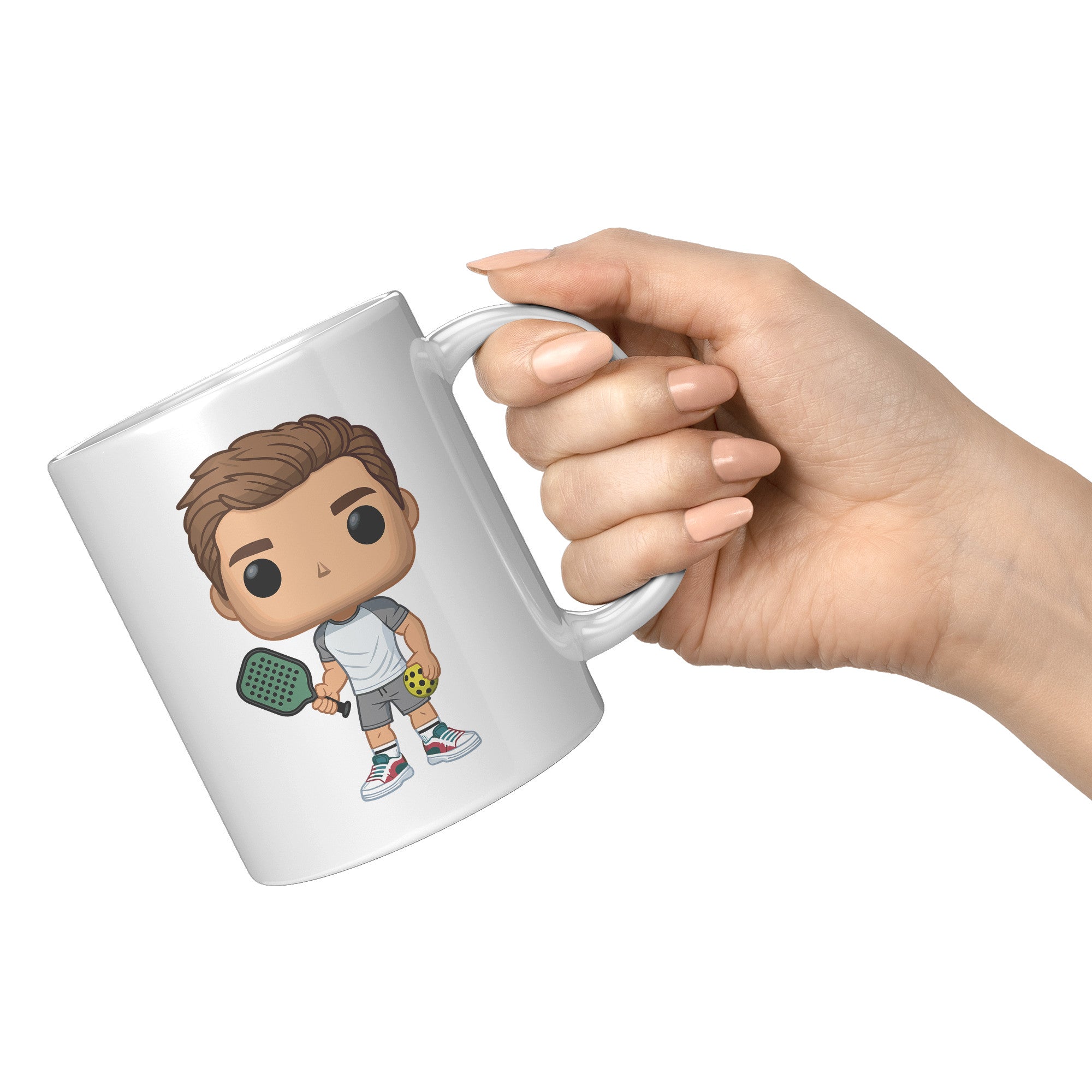 "Funko Pop Style Pickle Ball Player Boy Coffee Mug - Cute Athletic Cup - Perfect Gift for Pickle Ball Enthusiasts - Sporty Boy Apparel" - C