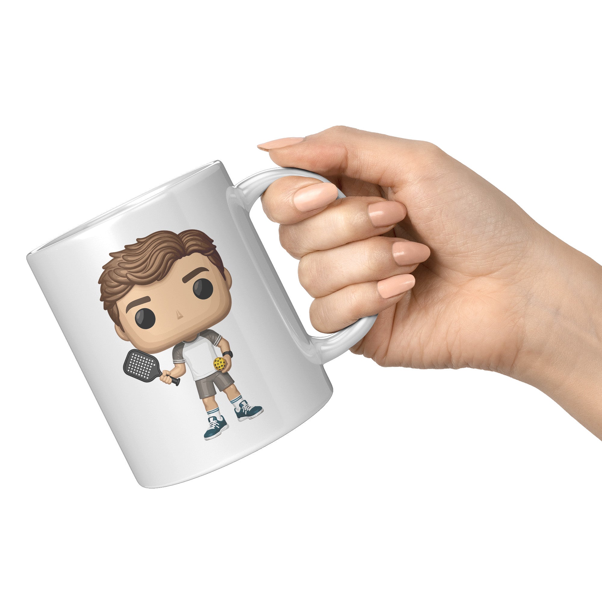 "Funko Pop Style Pickle Ball Player Boy Coffee Mug - Cute Athletic Cup - Perfect Gift for Pickle Ball Enthusiasts - Sporty Boy Apparel" - D