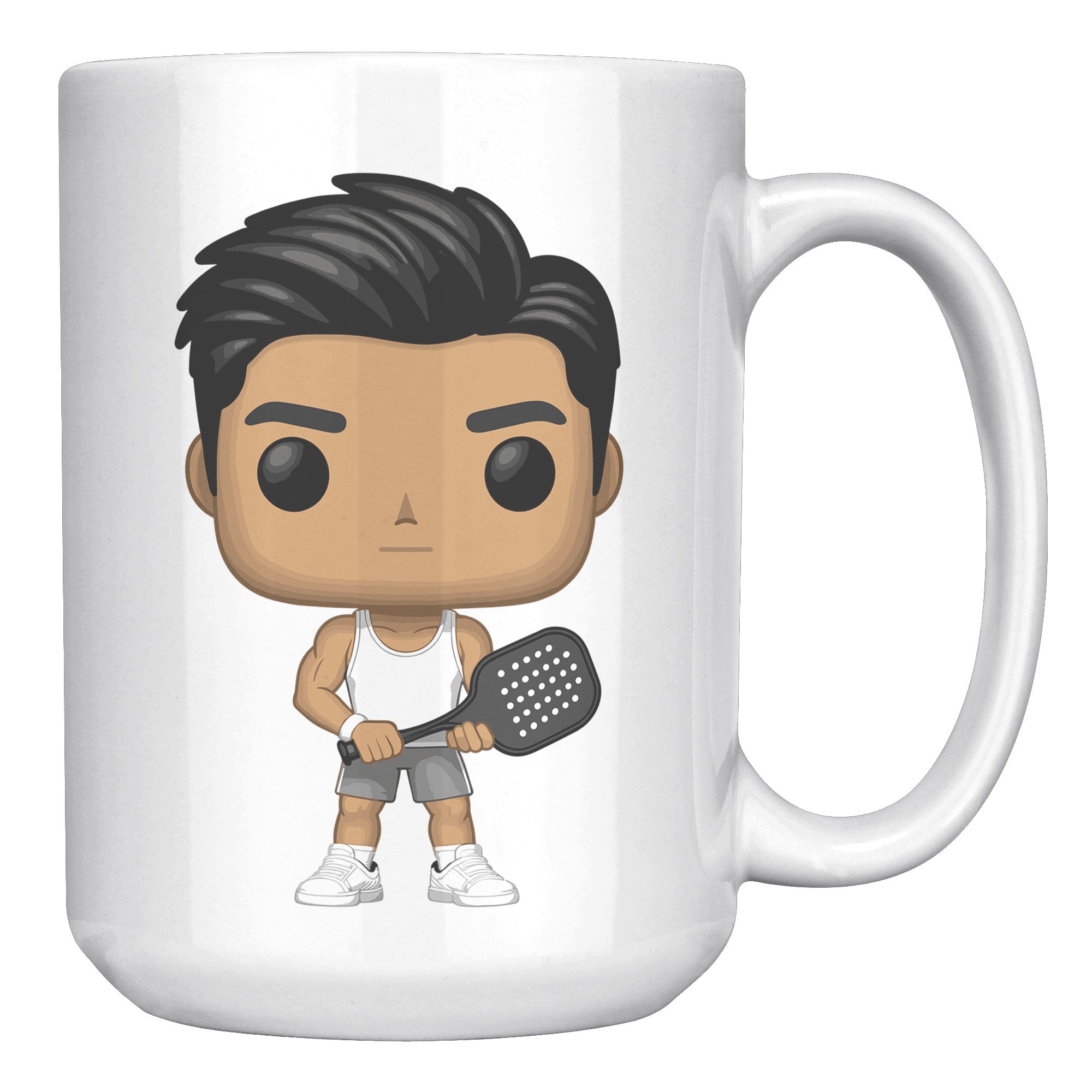 "Funko Pop Style Pickle Ball Player Boy Coffee Mug - Cute Athletic Cup - Perfect Gift for Pickle Ball Enthusiasts - Sporty Boy Apparel" - A1