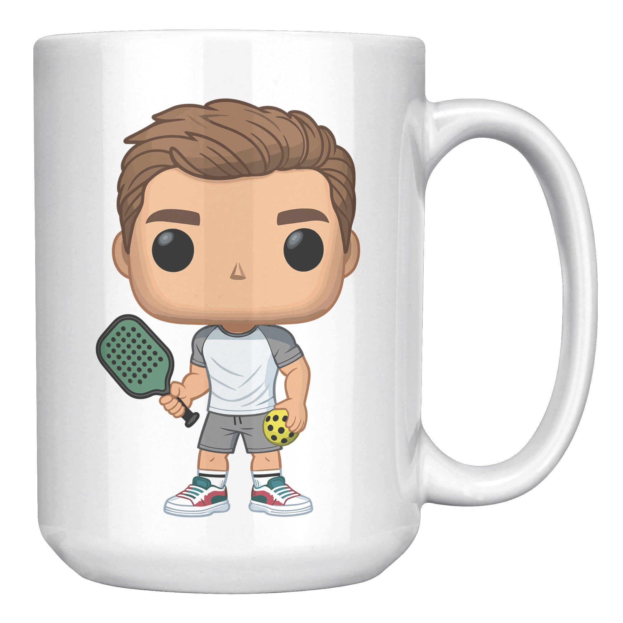 "Funko Pop Style Pickle Ball Player Boy Coffee Mug - Cute Athletic Cup - Perfect Gift for Pickle Ball Enthusiasts - Sporty Boy Apparel" - C1