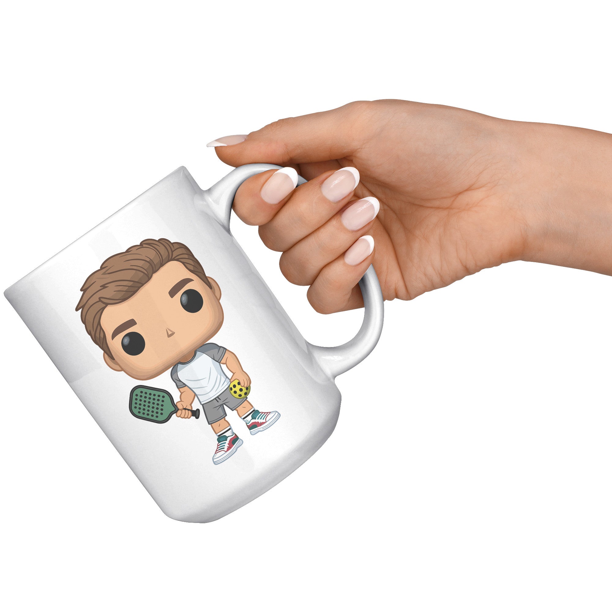 "Funko Pop Style Pickle Ball Player Boy Coffee Mug - Cute Athletic Cup - Perfect Gift for Pickle Ball Enthusiasts - Sporty Boy Apparel" - C1