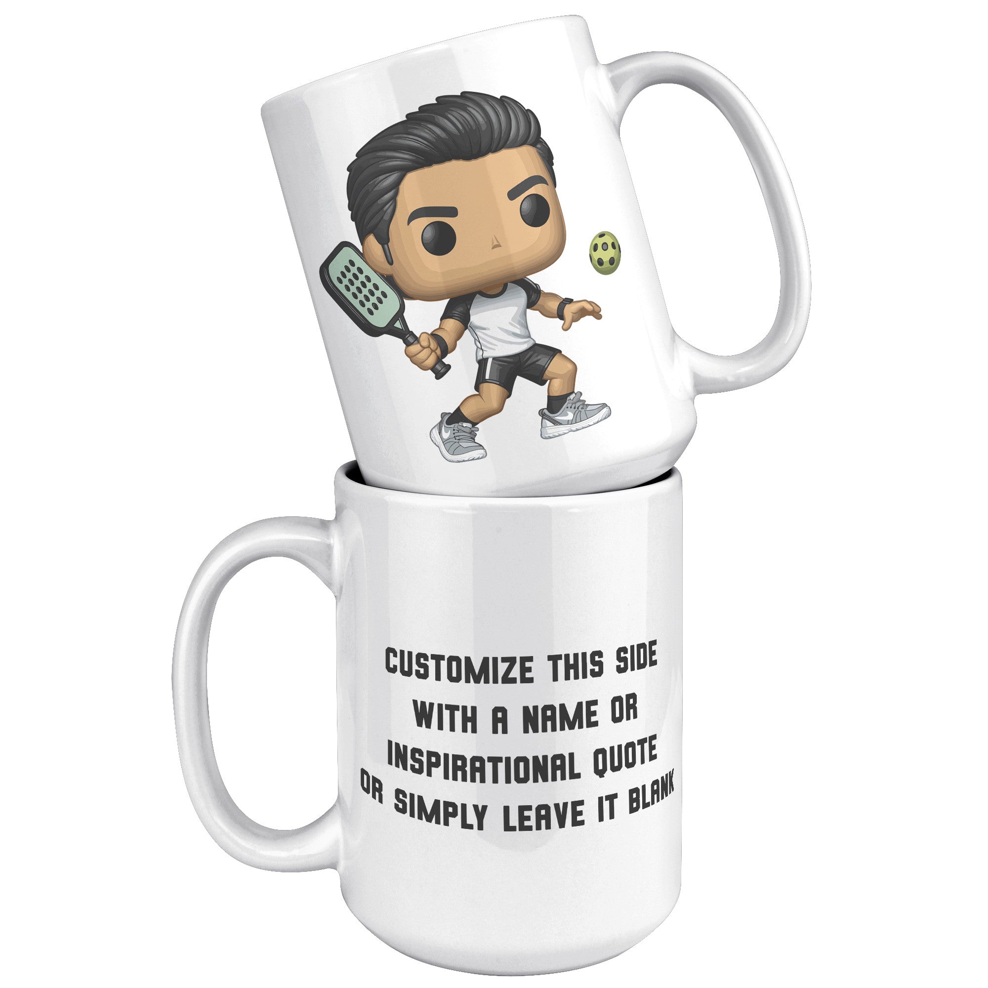 "Funko Pop Style Pickle Ball Player Boy Coffee Mug - Cute Athletic Cup - Perfect Gift for Pickle Ball Enthusiasts - Sporty Boy Apparel" - H1