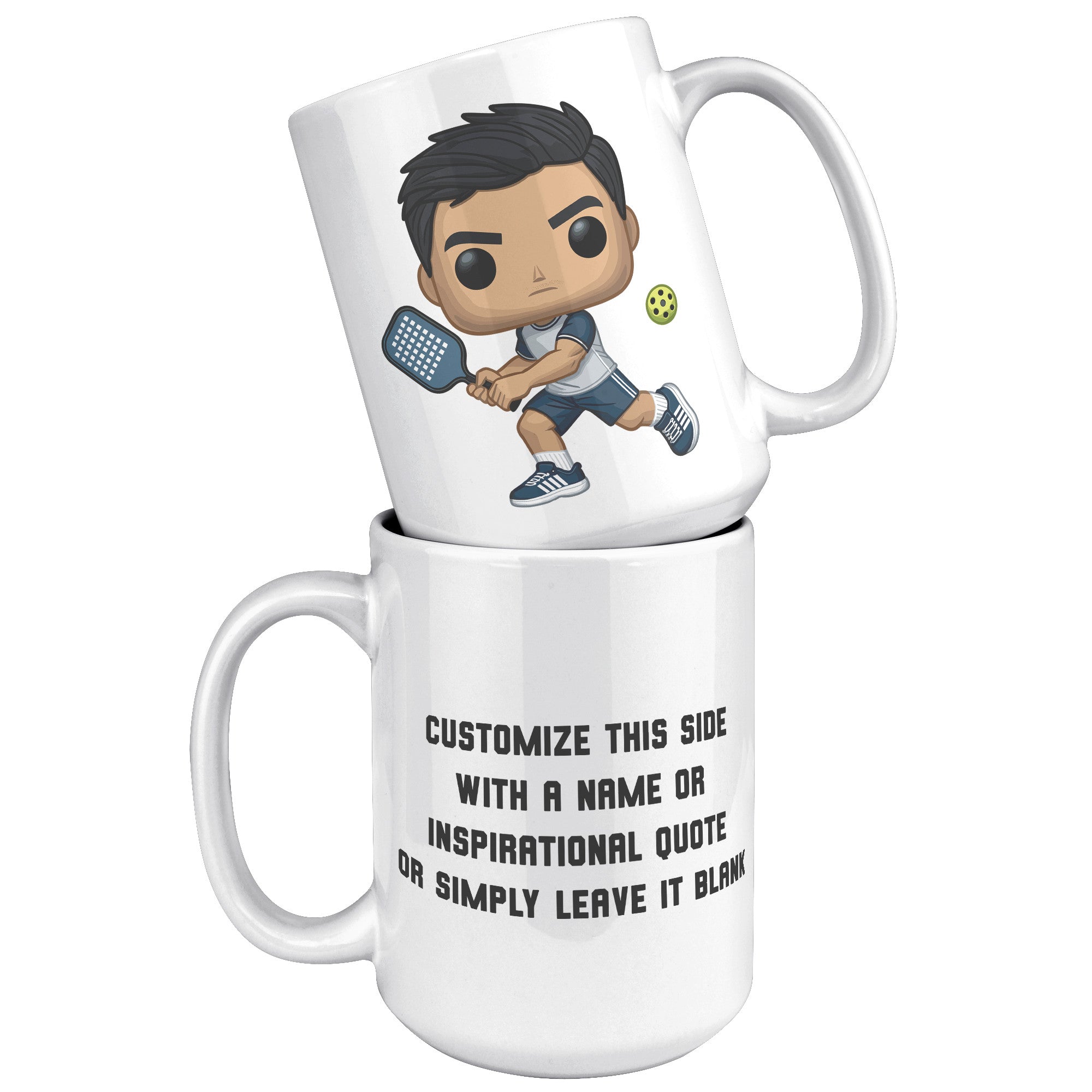 "Funko Pop Style Pickle Ball Player Boy Coffee Mug - Cute Athletic Cup - Perfect Gift for Pickle Ball Enthusiasts - Sporty Boy Apparel" - G1
