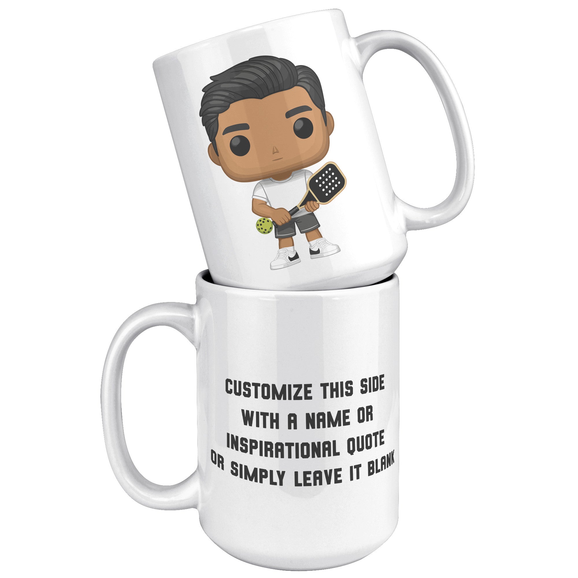 "Funko Pop Style Pickle Ball Player Boy Coffee Mug - Cute Athletic Cup - Perfect Gift for Pickle Ball Enthusiasts - Sporty Boy Apparel" - B1