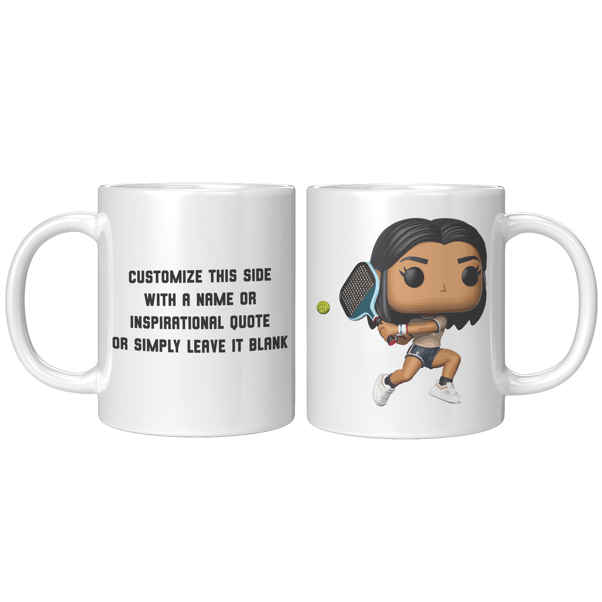 "Funko Pop Style Pickle Ball Player Girl Coffee Mug - Cute Athletic Cup - Perfect Gift for Pickle Ball Enthusiasts - Sporty Chic Apparel" - E