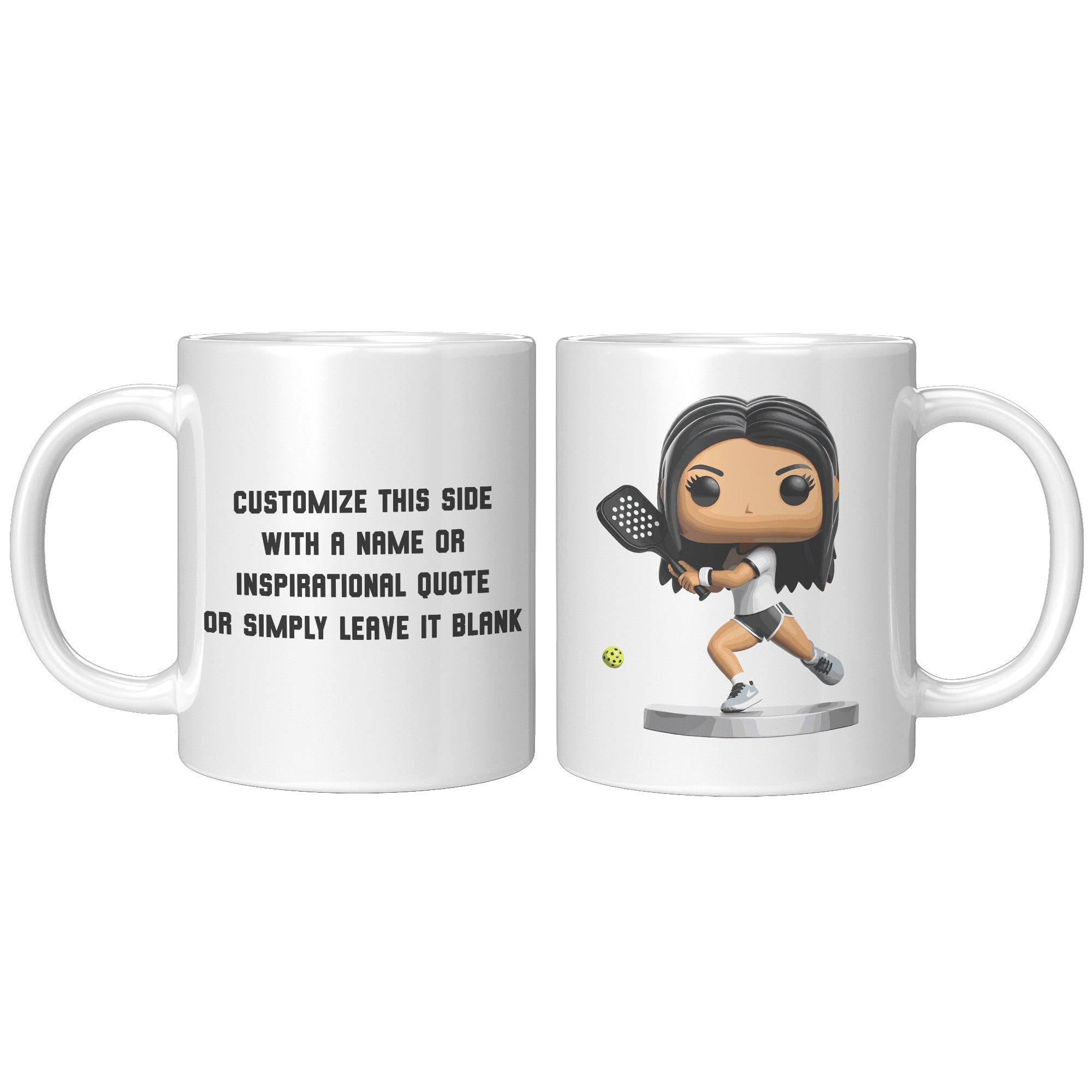 "Funko Pop Style Pickle Ball Player Girl Coffee Mug - Cute Athletic Cup - Perfect Gift for Pickle Ball Enthusiasts - Sporty Chic Apparel" - F