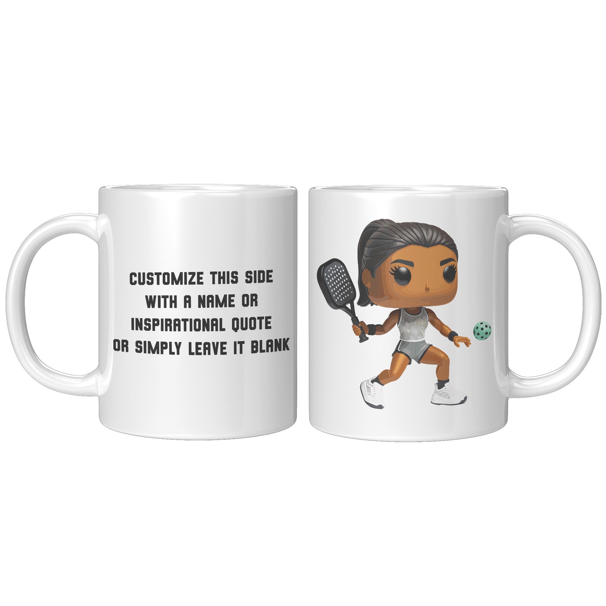 "Funko Pop Style Pickle Ball Player Girl Coffee Mug - Cute Athletic Cup - Perfect Gift for Pickle Ball Enthusiasts - Sporty Chic Apparel" - B