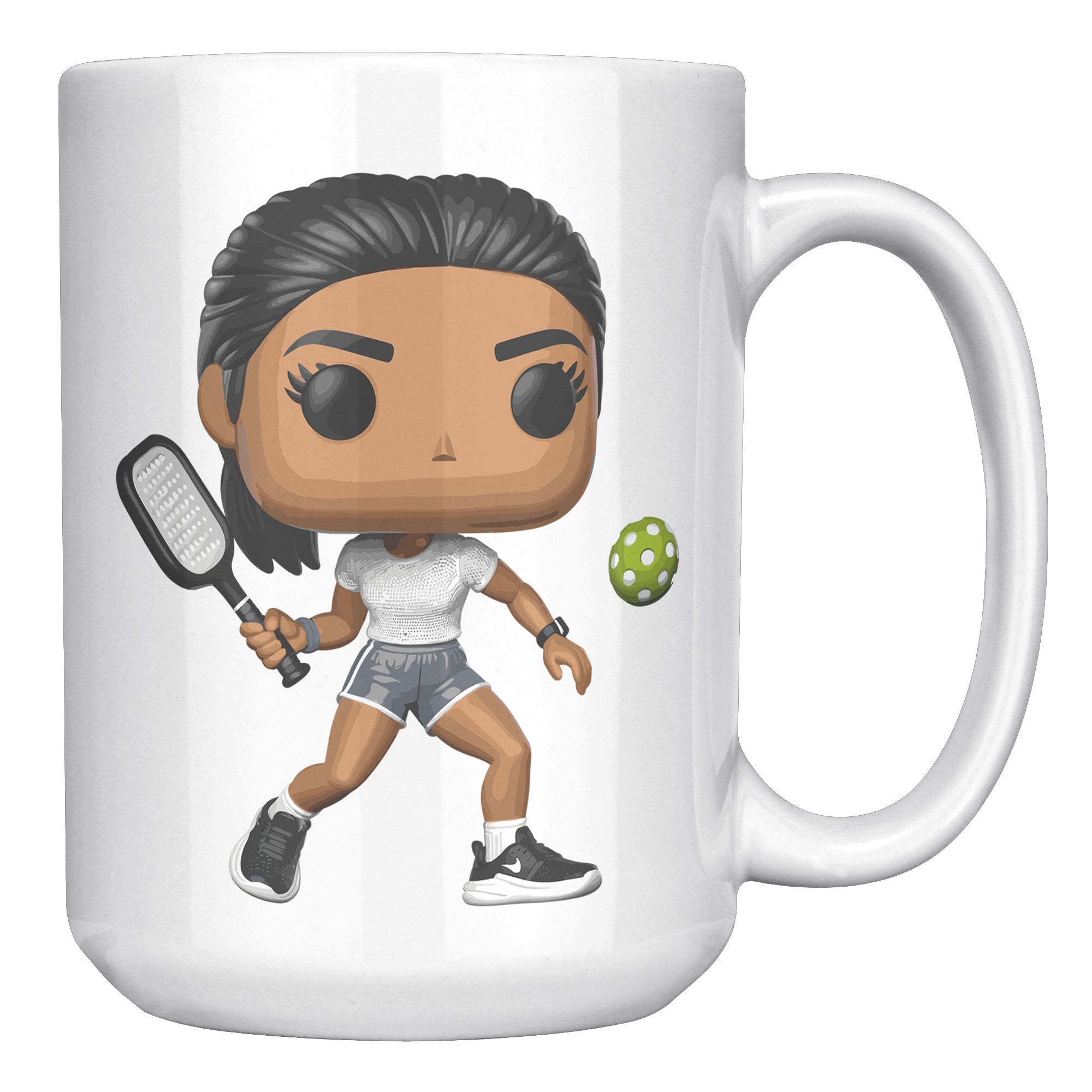 "Funko Pop Style Pickle Ball Player Girl Coffee Mug - Cute Athletic Cup - Perfect Gift for Pickle Ball Enthusiasts - Sporty Chic Apparel" - A1