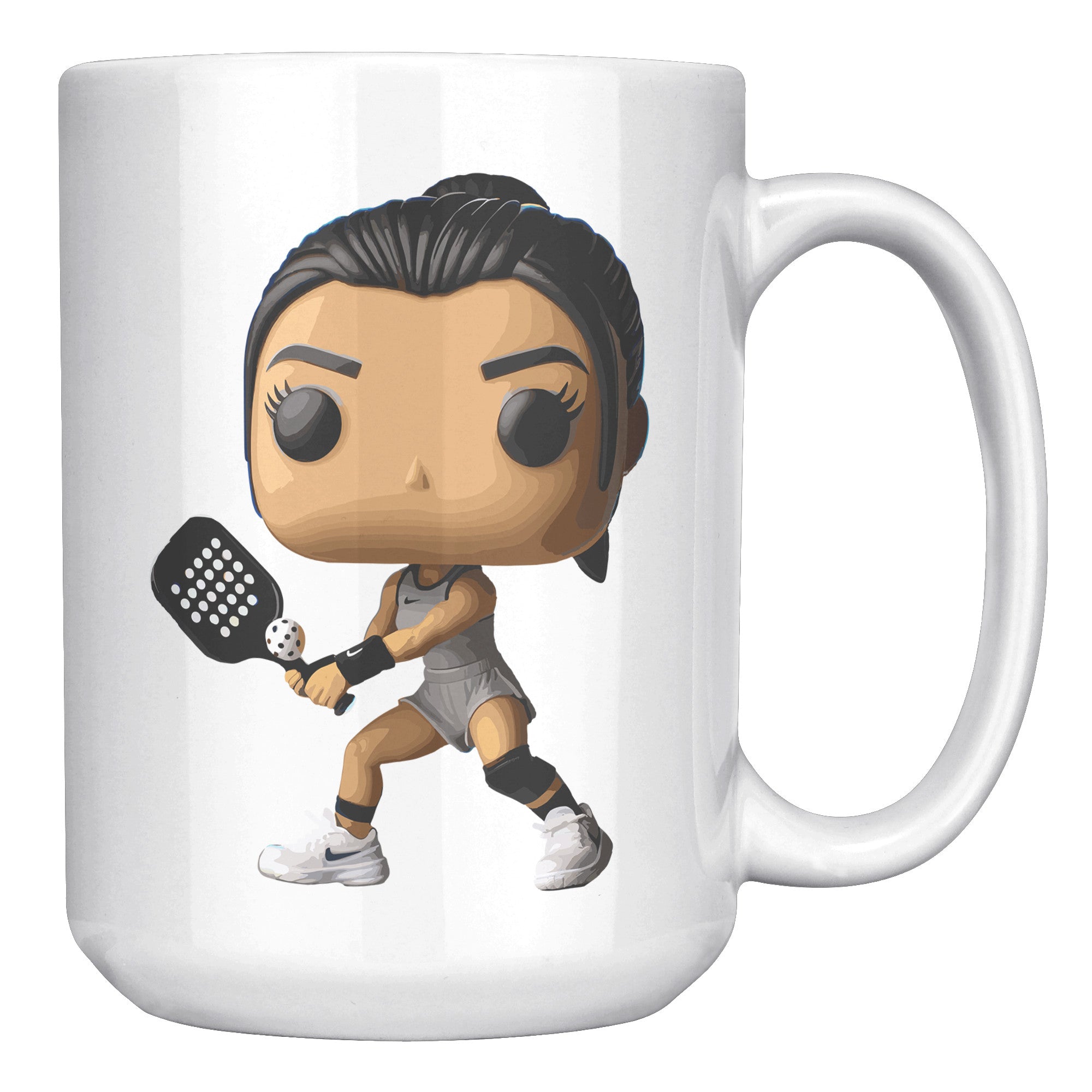 "Funko Pop Style Pickle Ball Player Girl Coffee Mug - Cute Athletic Cup - Perfect Gift for Pickle Ball Enthusiasts - Sporty Chic Apparel" - C1