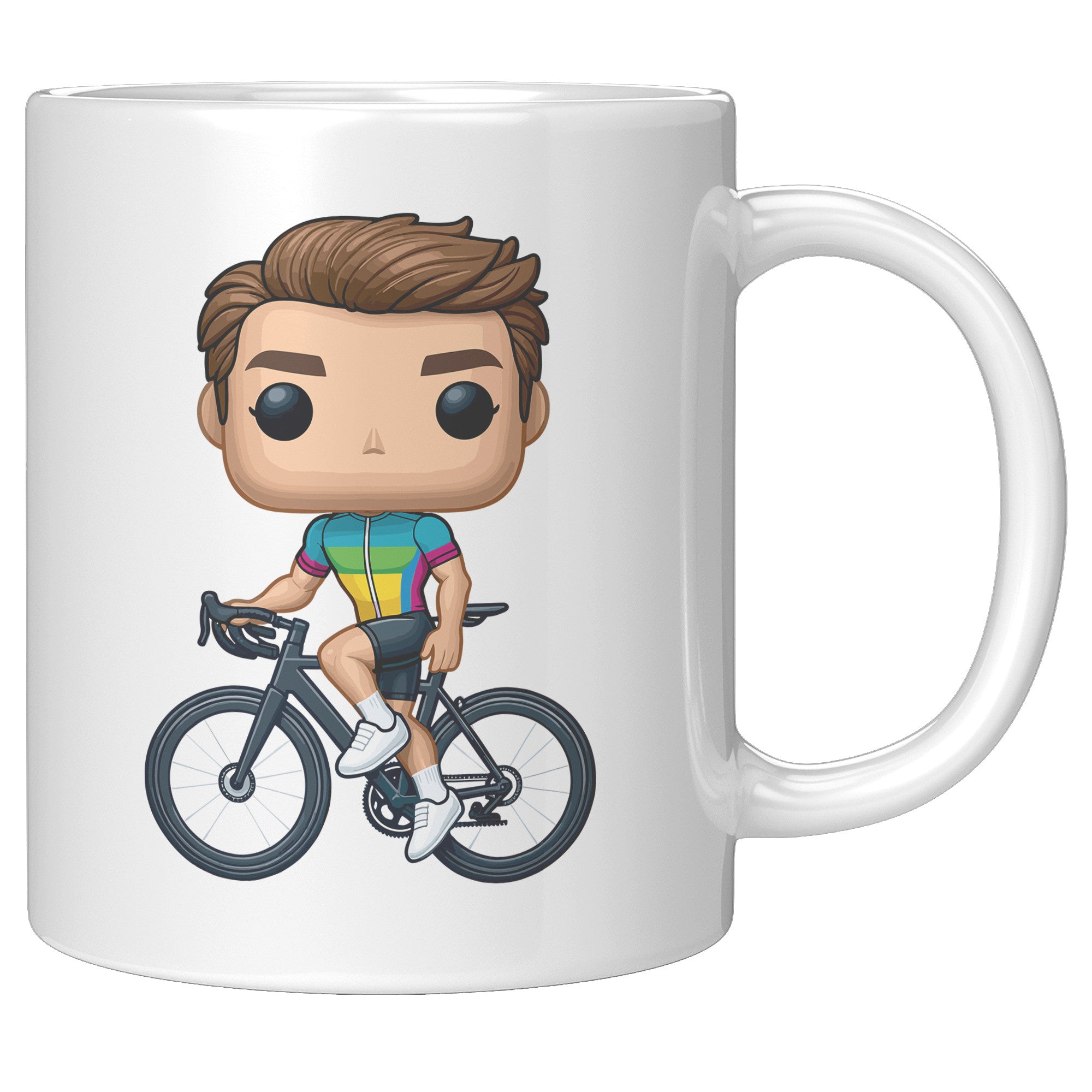 "Funko Pop Triathlon Athlete Coffee Mug - Multisport Morning Brew Cup - Ideal Gift for Triathletes - Swim, Bike, Run Inspired Mug" - W