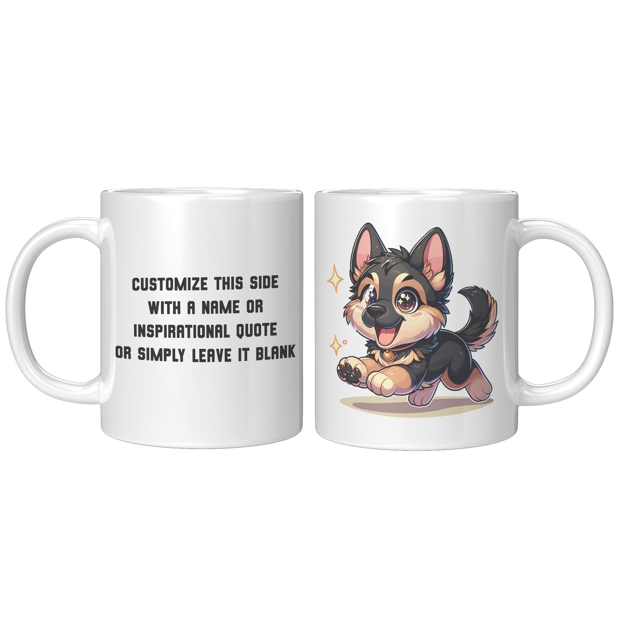 11oz German Shepherd Cartoon Coffee Mug - Loyal GSD Lover Coffee Mug - Perfect Gift for German Shepherd Owners - Protective Dog Breed Coffee Mug - C