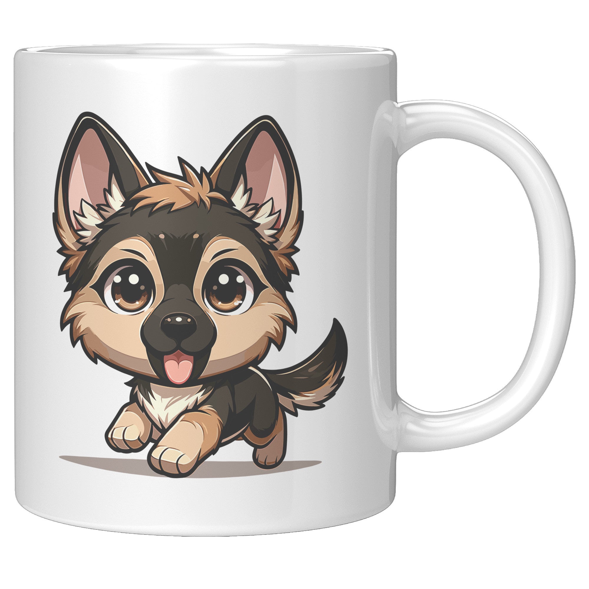 11oz German Shepherd Cartoon Coffee Mug - Loyal GSD Lover Coffee Mug - Perfect Gift for German Shepherd Owners - Protective Dog Breed Coffee Mug - B