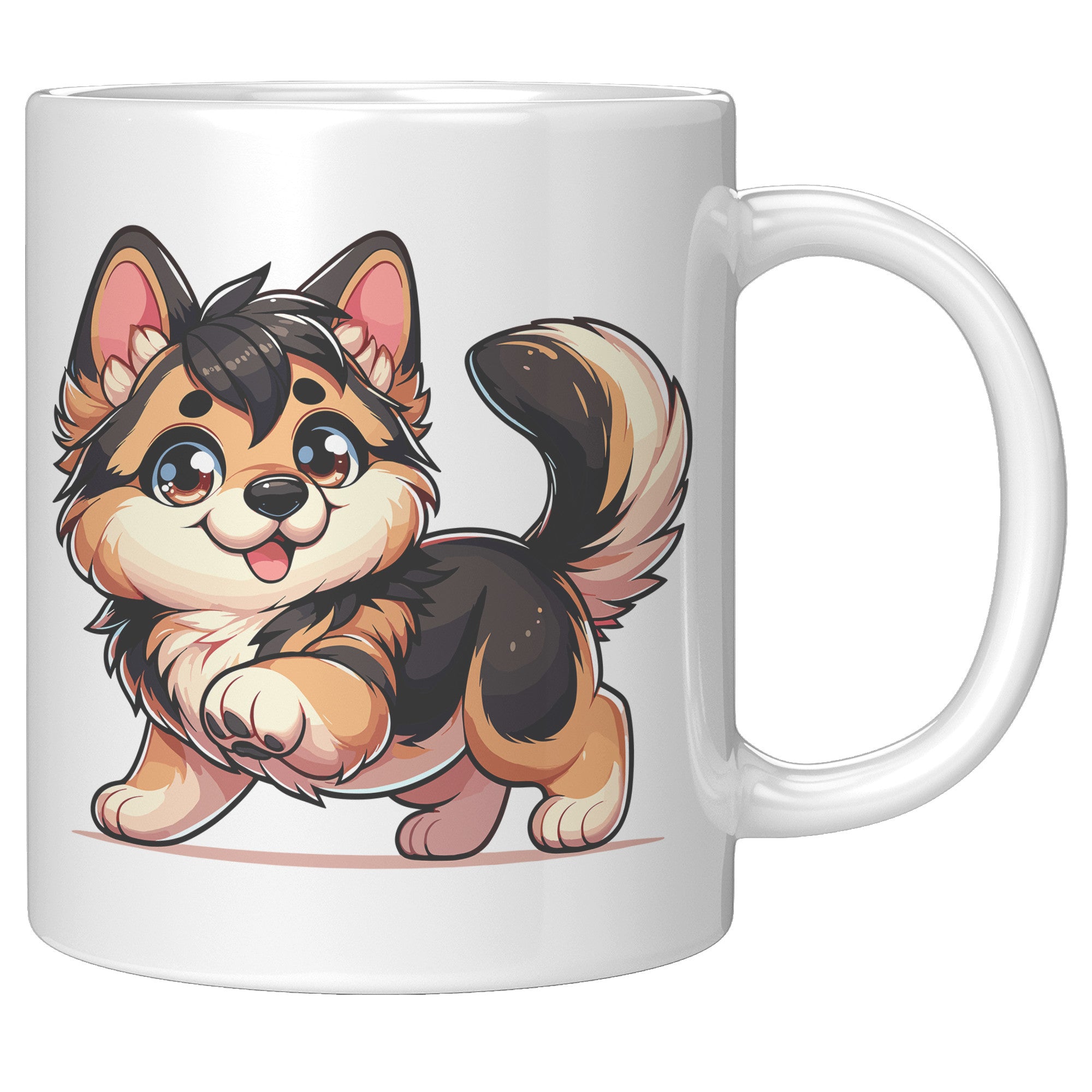 11oz German Shepherd Cartoon Coffee Mug - Loyal GSD Lover Coffee Mug - Perfect Gift for German Shepherd Owners - Protective Dog Breed Coffee Mug - G