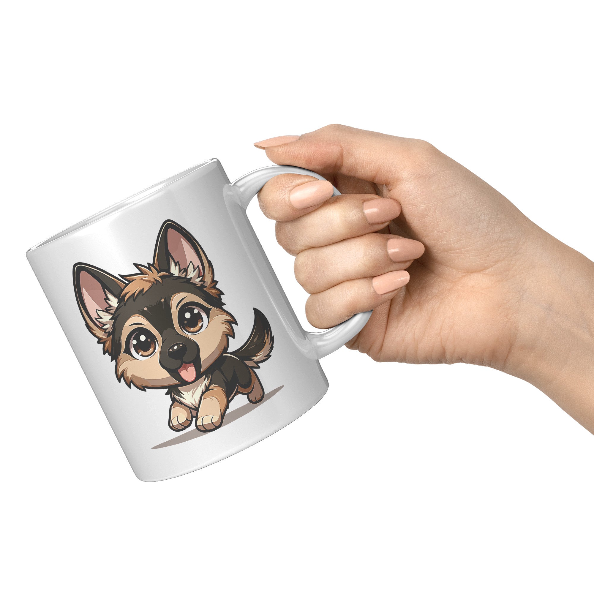 11oz German Shepherd Cartoon Coffee Mug - Loyal GSD Lover Coffee Mug - Perfect Gift for German Shepherd Owners - Protective Dog Breed Coffee Mug - B