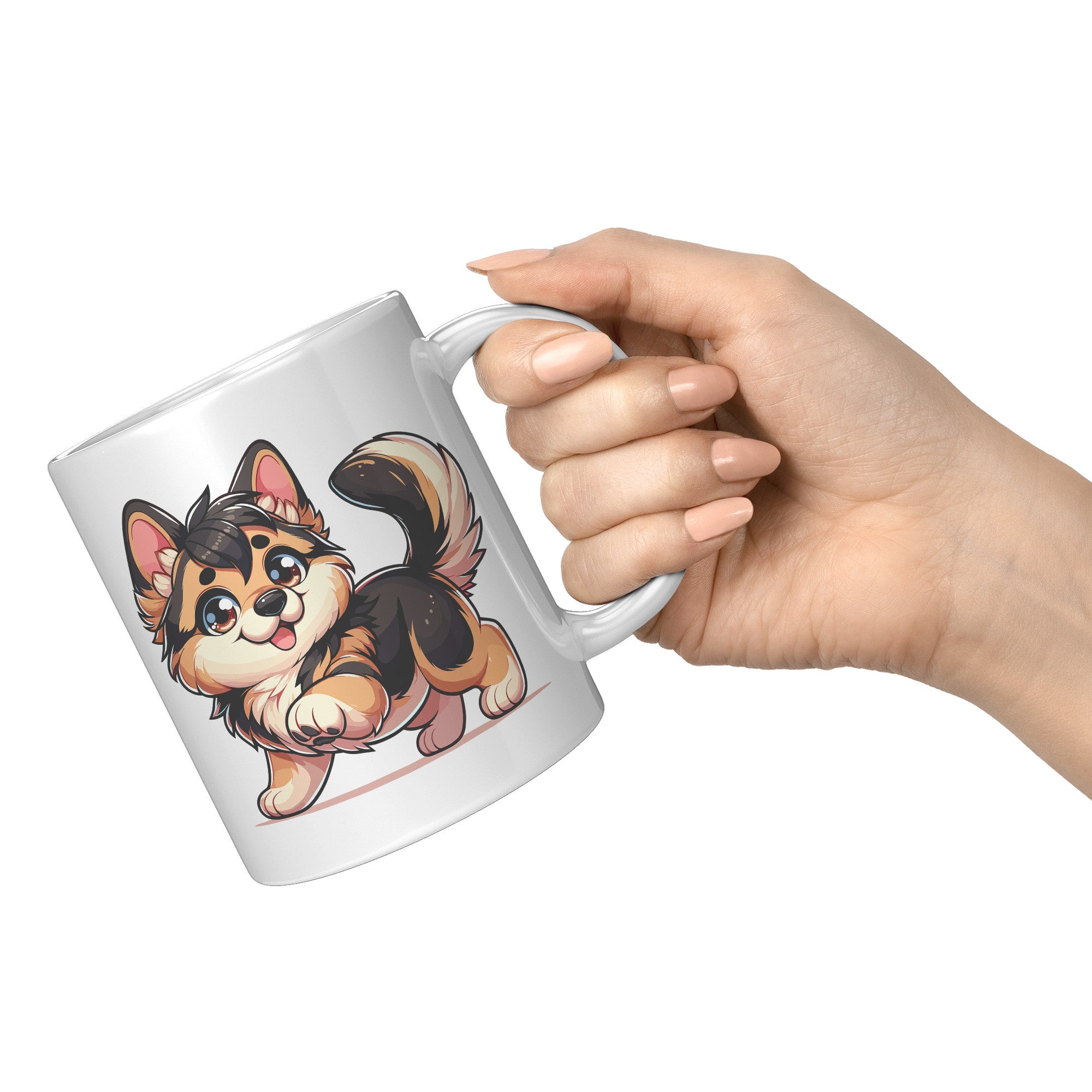 11oz German Shepherd Cartoon Coffee Mug - Loyal GSD Lover Coffee Mug - Perfect Gift for German Shepherd Owners - Protective Dog Breed Coffee Mug - G