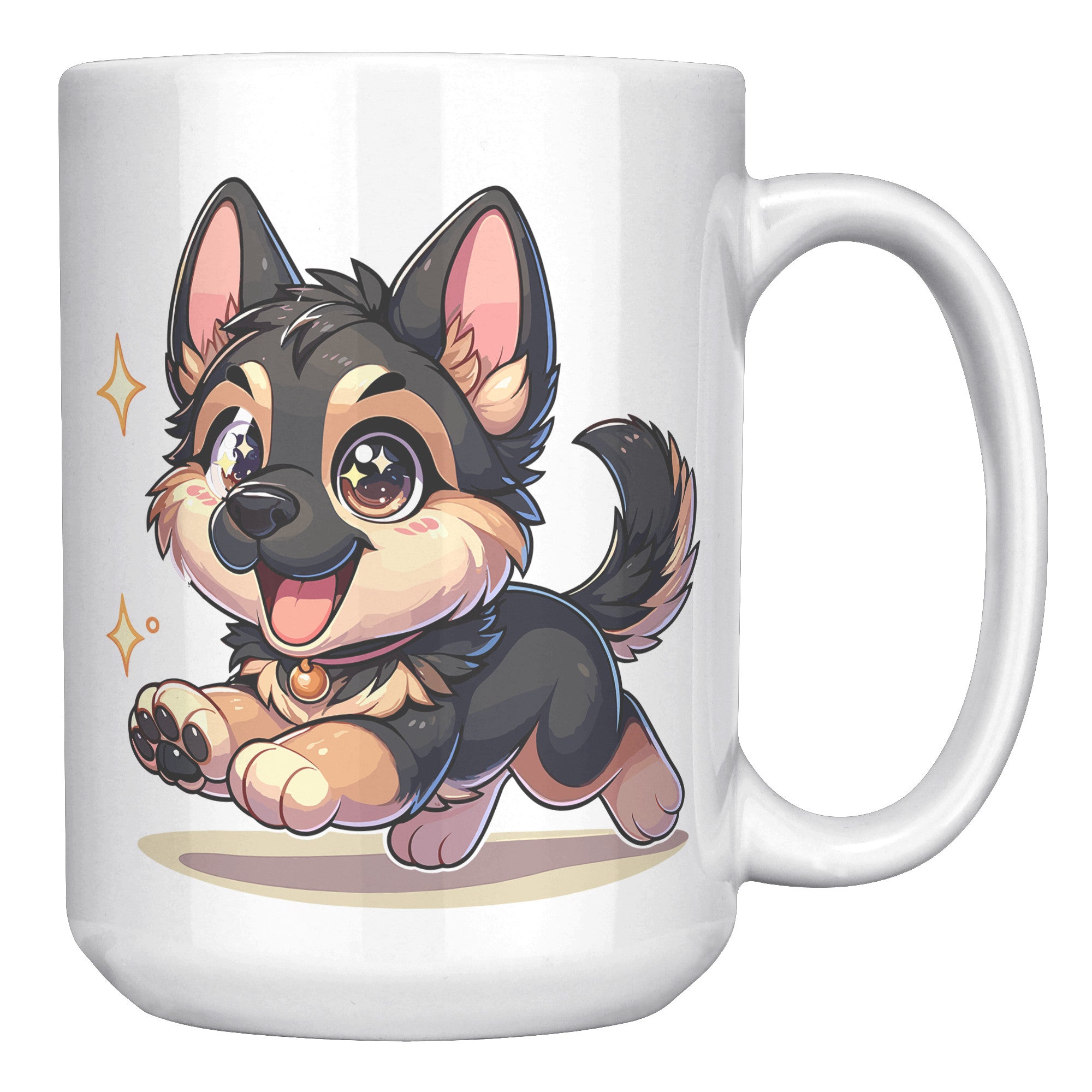 15oz German Shepherd Cartoon Coffee Mug - Loyal GSD Lover Coffee Mug - Perfect Gift for German Shepherd Owners - Protective Dog Breed Coffee Mug - C1