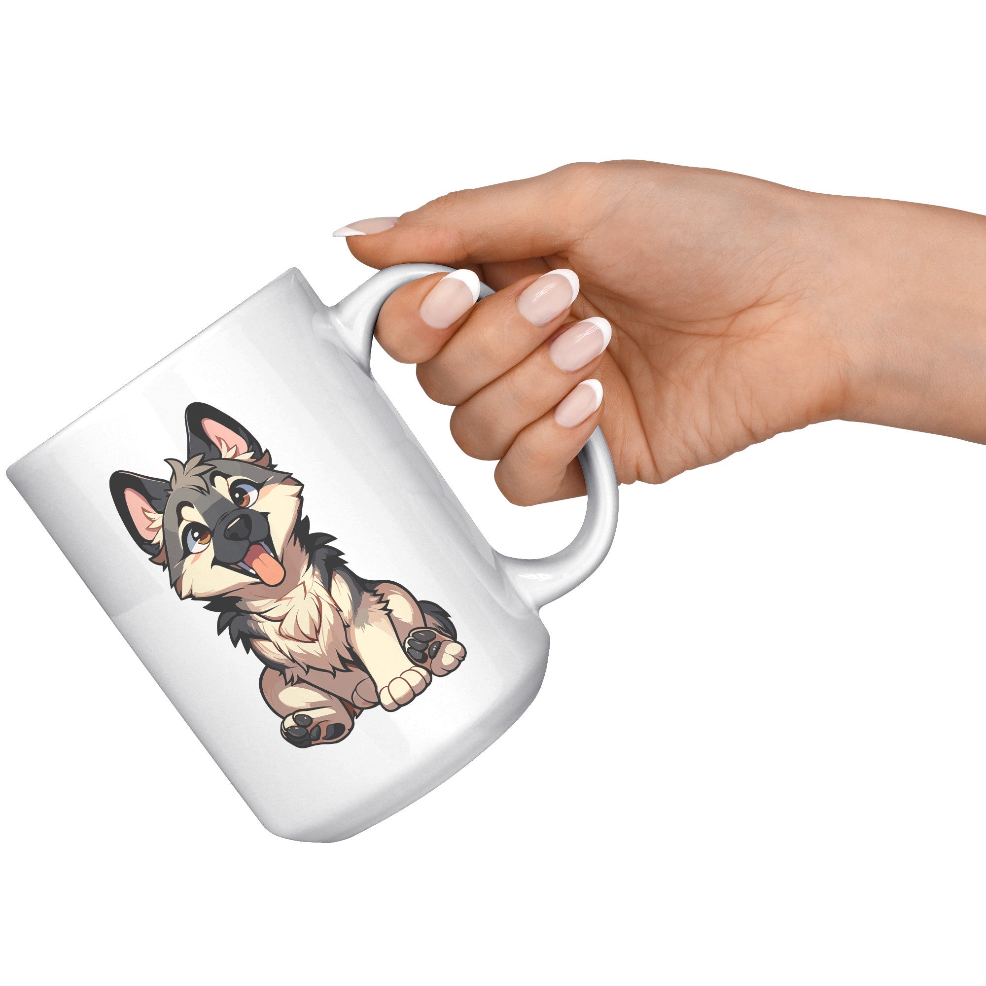 15oz German Shepherd Cartoon Coffee Mug - Loyal GSD Lover Coffee Mug - Perfect Gift for German Shepherd Owners - Protective Dog Breed Coffee Mug - E1