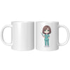 11 oz Custom RN Nurse Gift Coffee Mug - Cute Cartoon Nurse Design - Perfect for Nurse's Day, Birthdays, Graduations - Durable & Fun Mug for Everyday Heroes