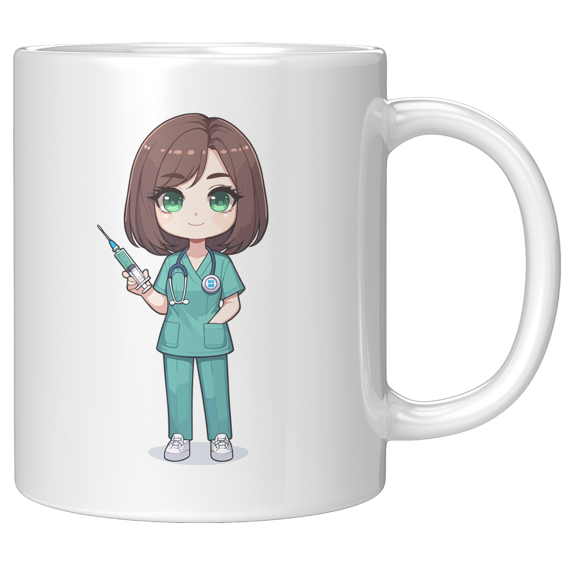 11 oz Custom RN Nurse Gift Coffee Mug - Cute Cartoon Nurse Design - Perfect for Nurse's Day, Birthdays, Graduations - Durable & Fun Mug for Everyday Heroes