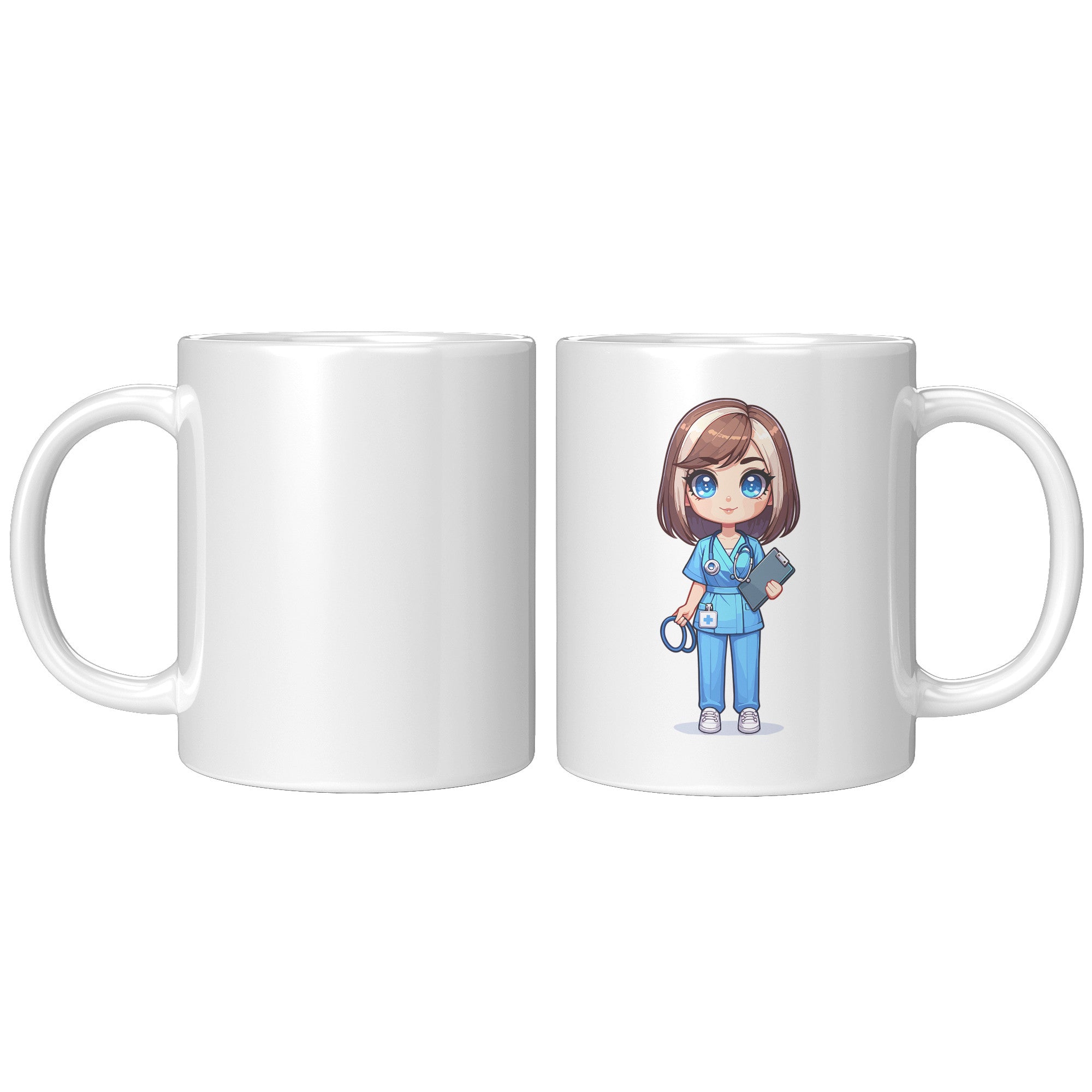 11 oz Custom RN Nurse Gift Coffee Mug - Cute Cartoon Nurse Design - Perfect for Nurse's Day, Birthdays, Graduations - Durable & Fun Mug for Everyday Heroes
