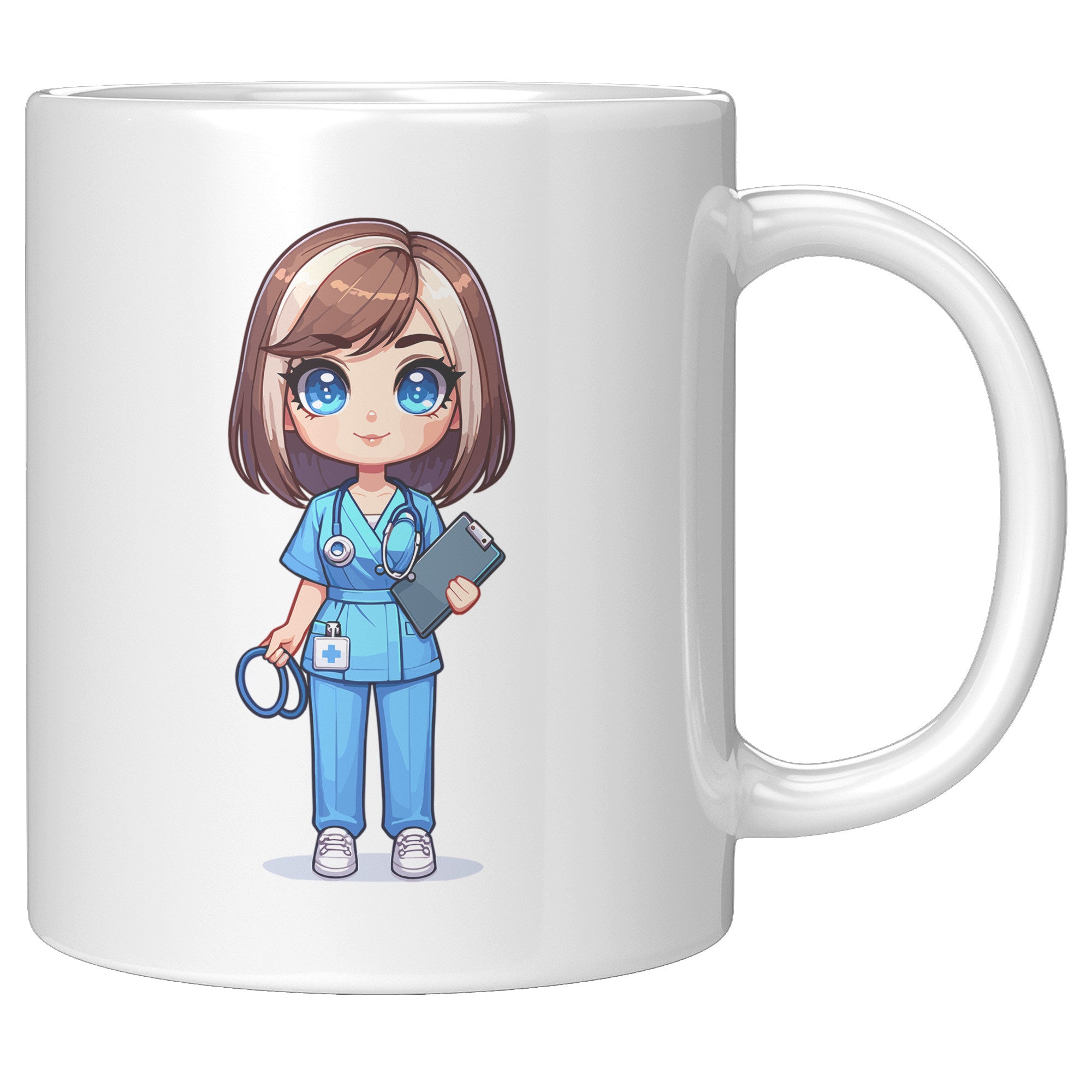11 oz Custom RN Nurse Gift Coffee Mug - Cute Cartoon Nurse Design - Perfect for Nurse's Day, Birthdays, Graduations - Durable & Fun Mug for Everyday Heroes