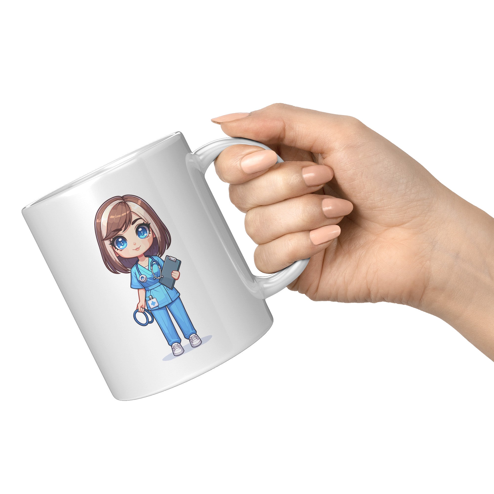 11 oz Custom RN Nurse Gift Coffee Mug - Cute Cartoon Nurse Design - Perfect for Nurse's Day, Birthdays, Graduations - Durable & Fun Mug for Everyday Heroes