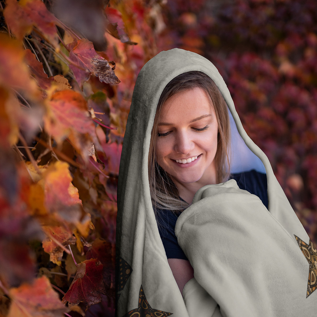 Mandala 8 Ray Hooded Blanket