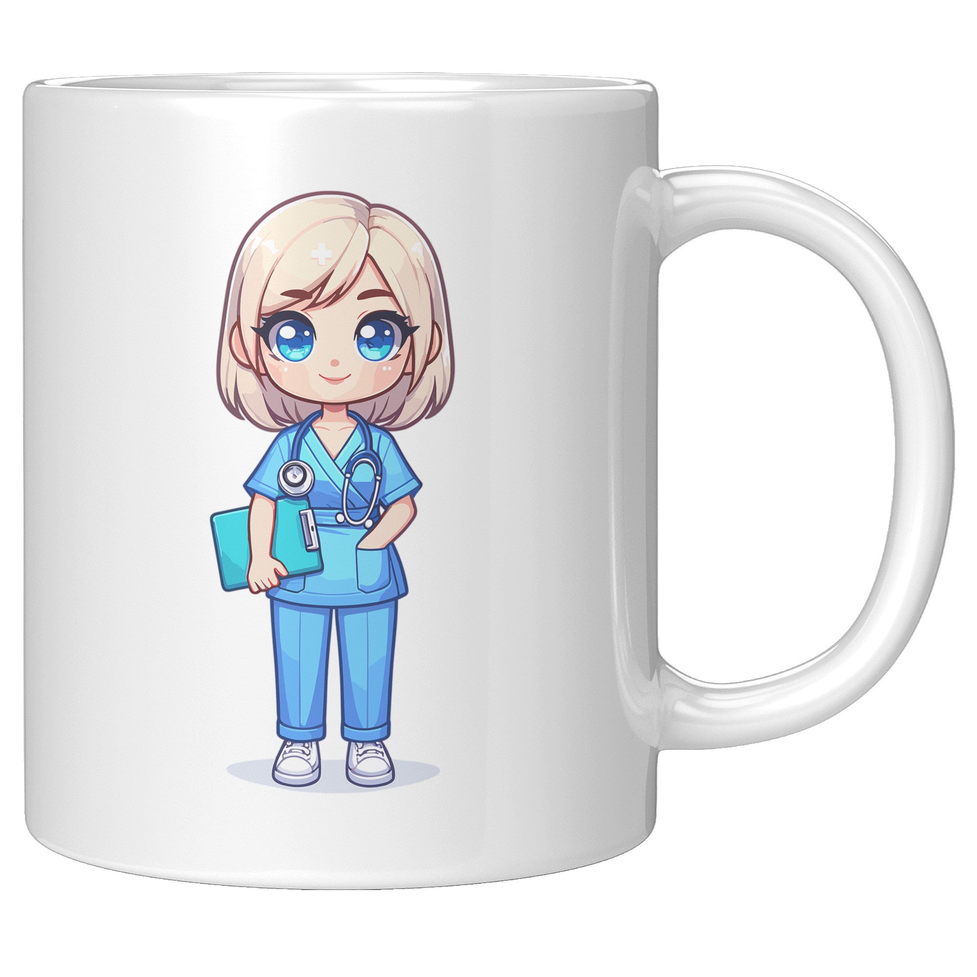 11 oz Custom RN Nurse Gift Coffee Mug - Cute Cartoon Nurse Design - Perfect for Nurse's Day, Birthdays, Graduations - Durable & Fun Mug for Everyday Heroes