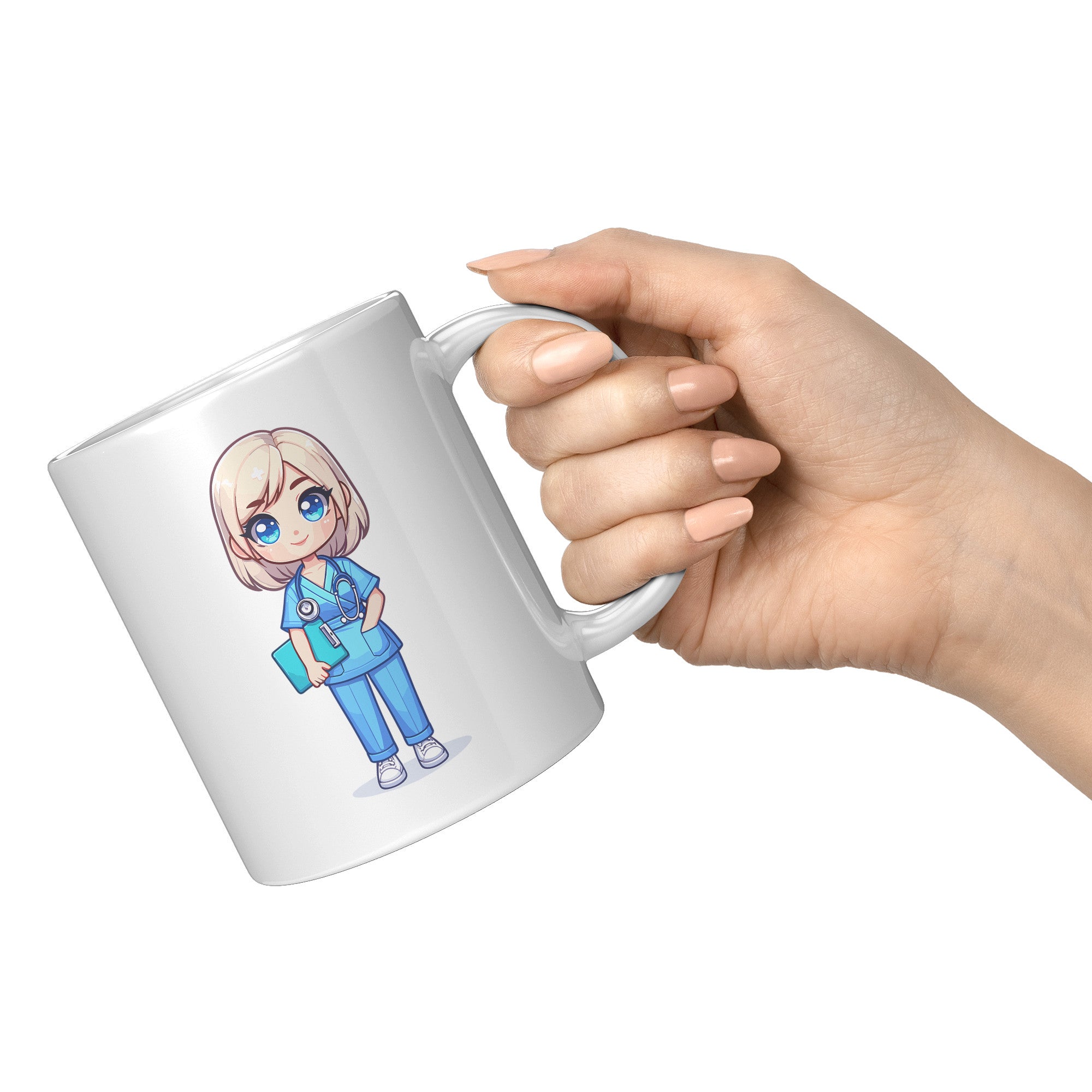 11 oz Custom RN Nurse Gift Coffee Mug - Cute Cartoon Nurse Design - Perfect for Nurse's Day, Birthdays, Graduations - Durable & Fun Mug for Everyday Heroes