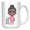 15 oz Custom RN Nurse Gift Coffee Mug - Cute Cartoon Nurse Design - Perfect for Nurse's Day, Birthdays, Graduations - Durable & Fun Mug for Everyday Heroes