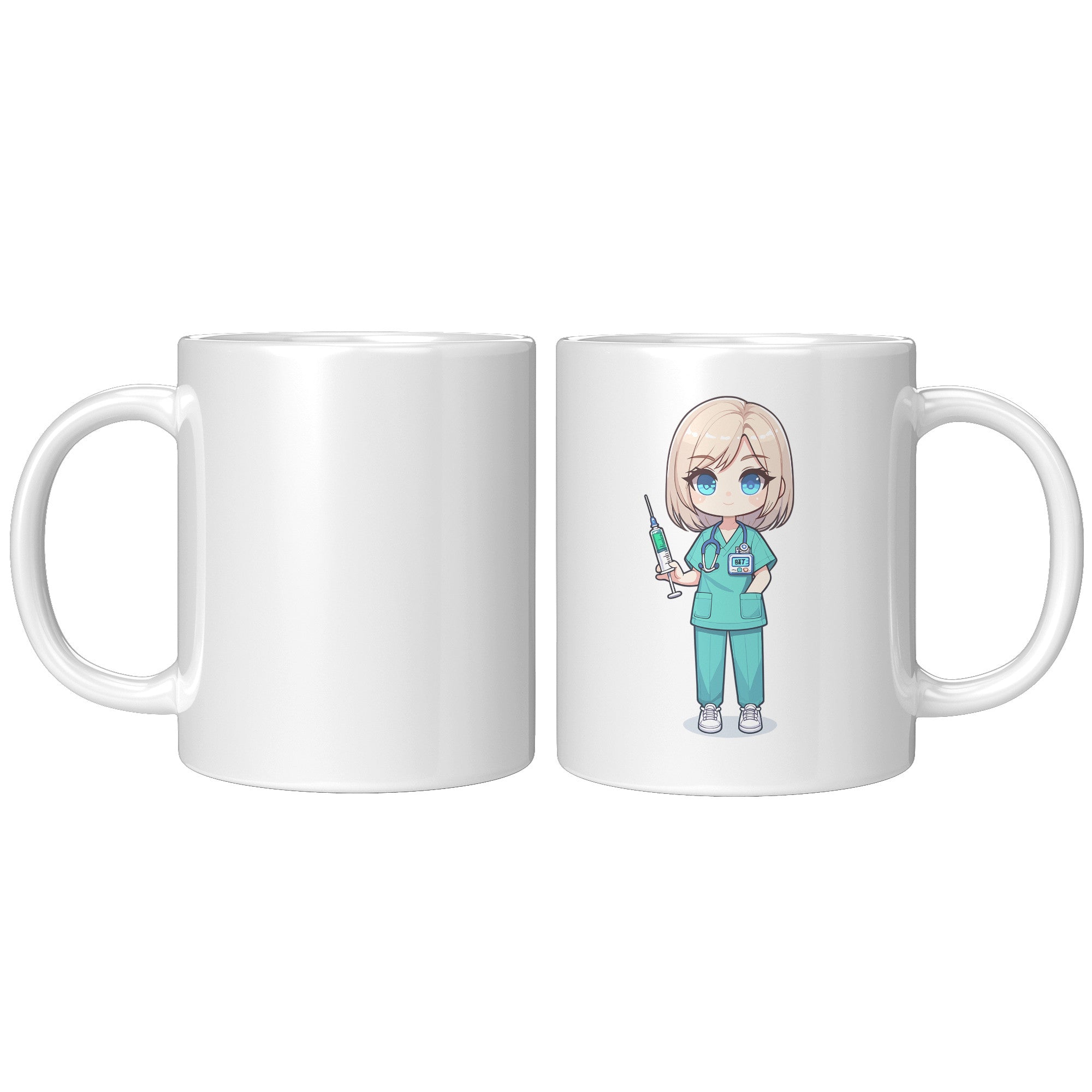 11 oz Custom RN Nurse Gift Coffee Mug - Cute Cartoon Nurse Design - Perfect for Nurse's Day, Birthdays, Graduations - Durable & Fun Mug for Everyday Heroes