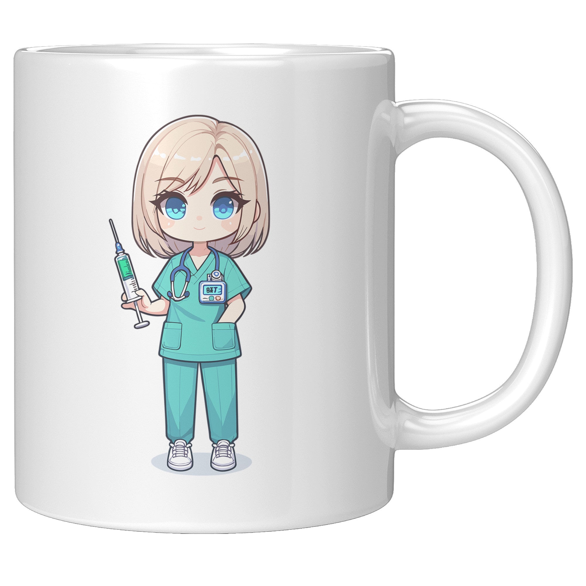 11 oz Custom RN Nurse Gift Coffee Mug - Cute Cartoon Nurse Design - Perfect for Nurse's Day, Birthdays, Graduations - Durable & Fun Mug for Everyday Heroes