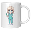 11 oz Custom RN Nurse Gift Coffee Mug - Cute Cartoon Nurse Design - Perfect for Nurse's Day, Birthdays, Graduations - Durable & Fun Mug for Everyday Heroes
