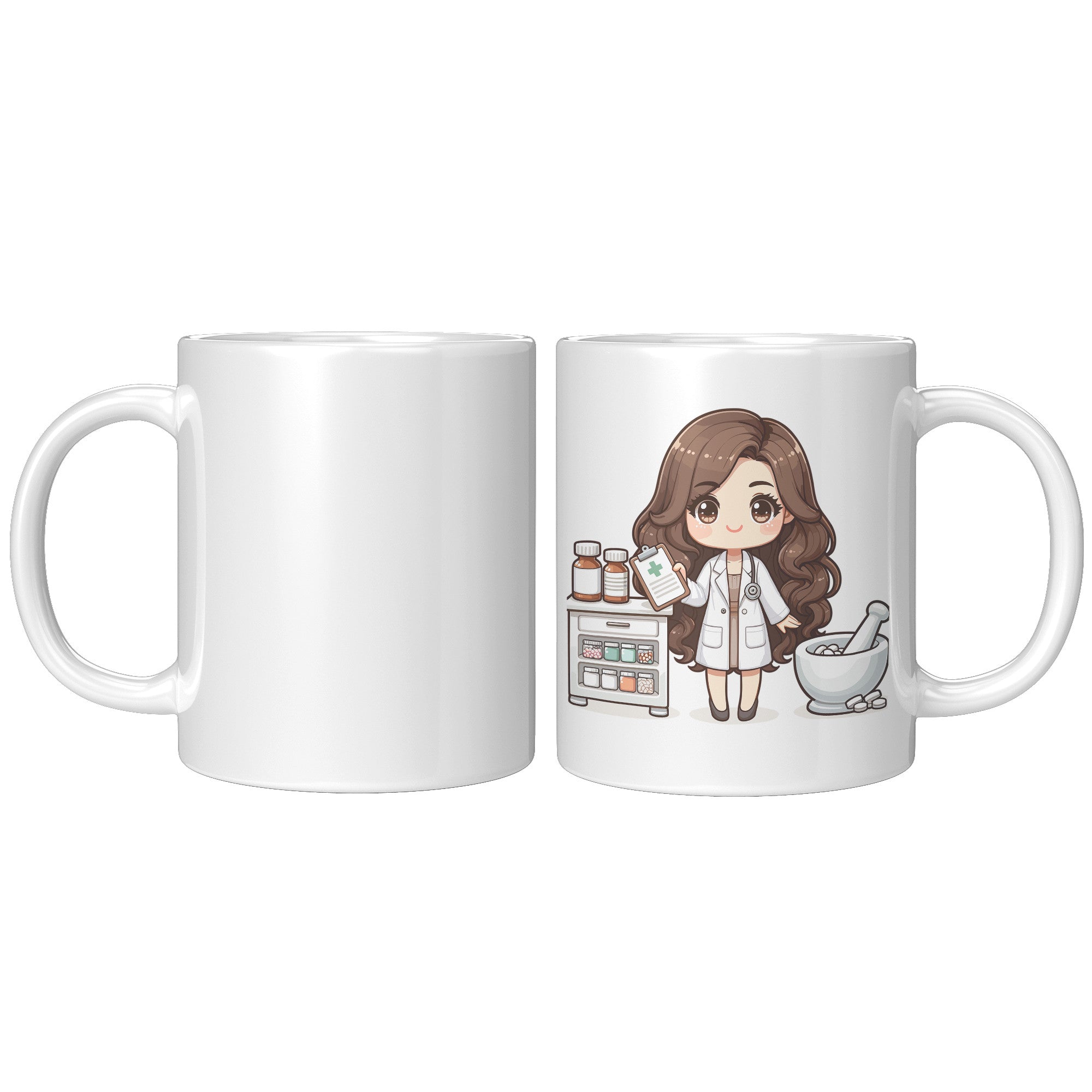 11oz Custom Pharmacist Character Coffee Mug - Cute Pharmacy Cartoon Cup - Perfect Gift for Pharmacists & Pharmacy Techs - Fun Prescription for Your Coffee! - A