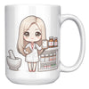 15oz Custom Pharmacist Character Coffee Mug - Cute Pharmacy Cartoon Cup - Perfect Gift for Pharmacists & Pharmacy Techs - Fun Prescription for Your Coffee! - A1